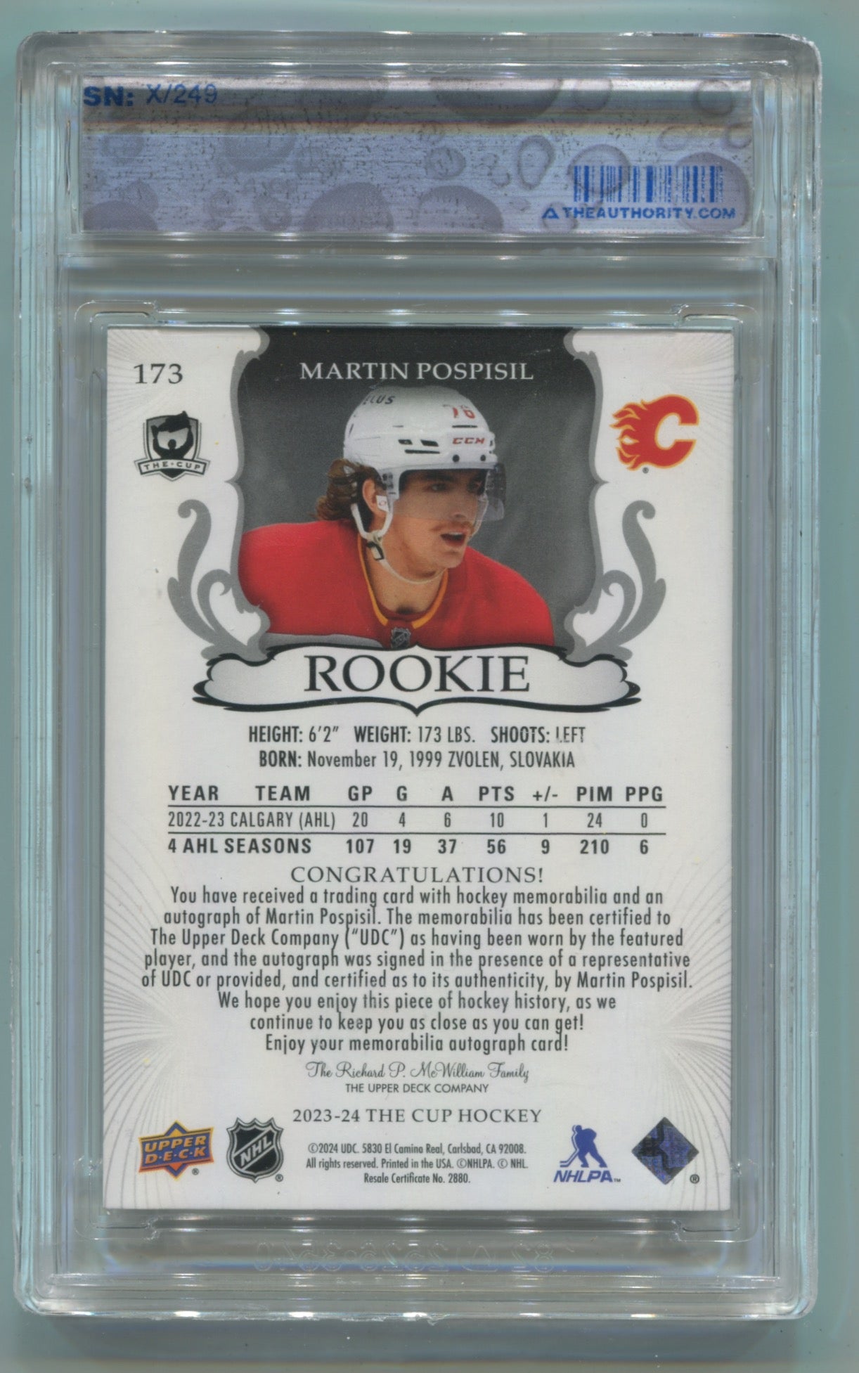 2023-24 Upper Deck The Cup #173 Martin Pospisil #220/249 (Rookie)