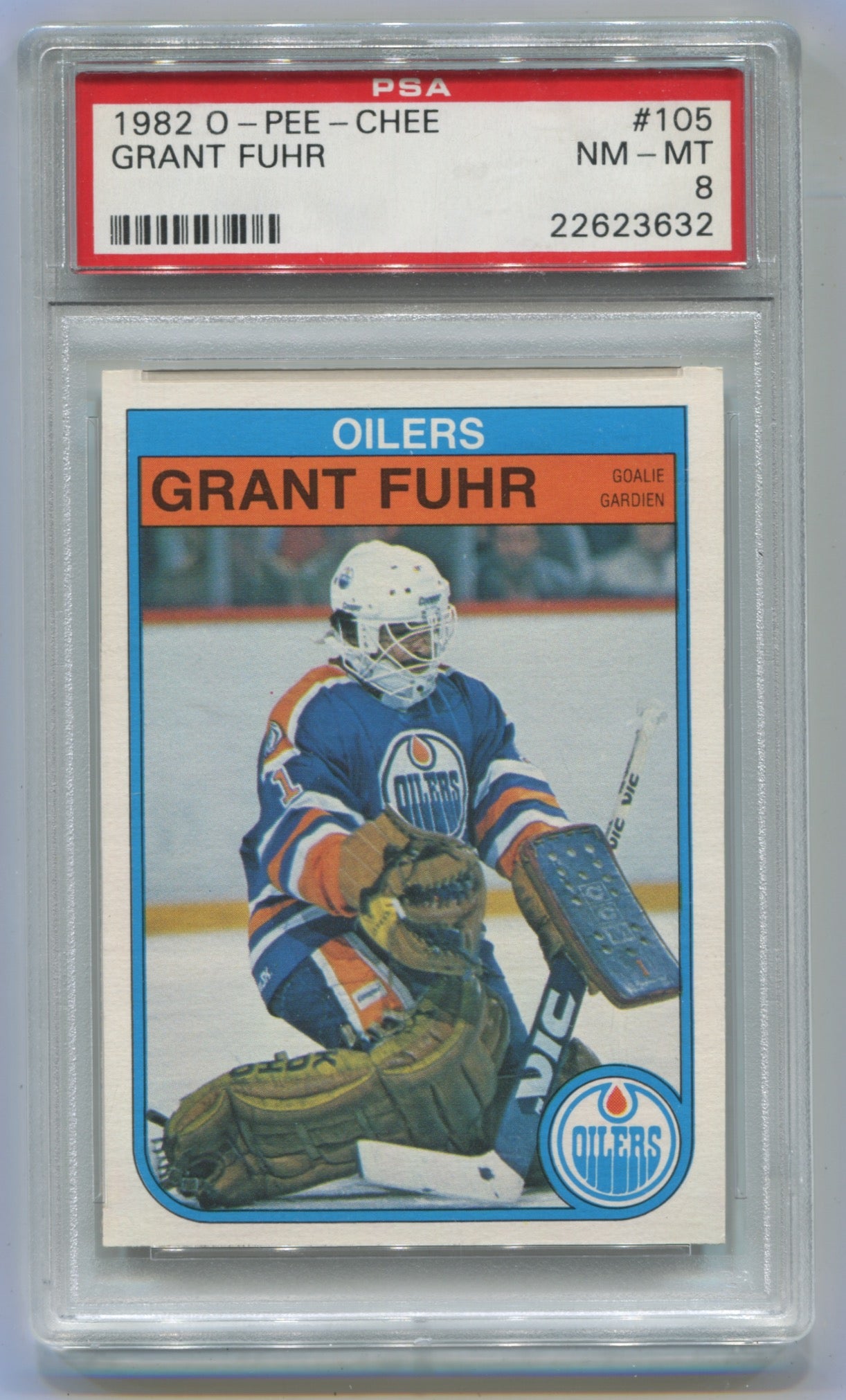 1982-83 O-Pee-Chee #105 Grant Fuhr PSA 8 (Rookie)