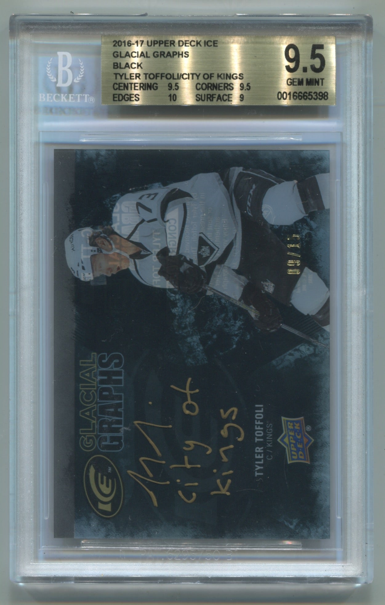 2016-17 Upper Deck Ice Glacial Graphs Black  #GG-TT Tyler Toffoli #09/15 BGS 9.5