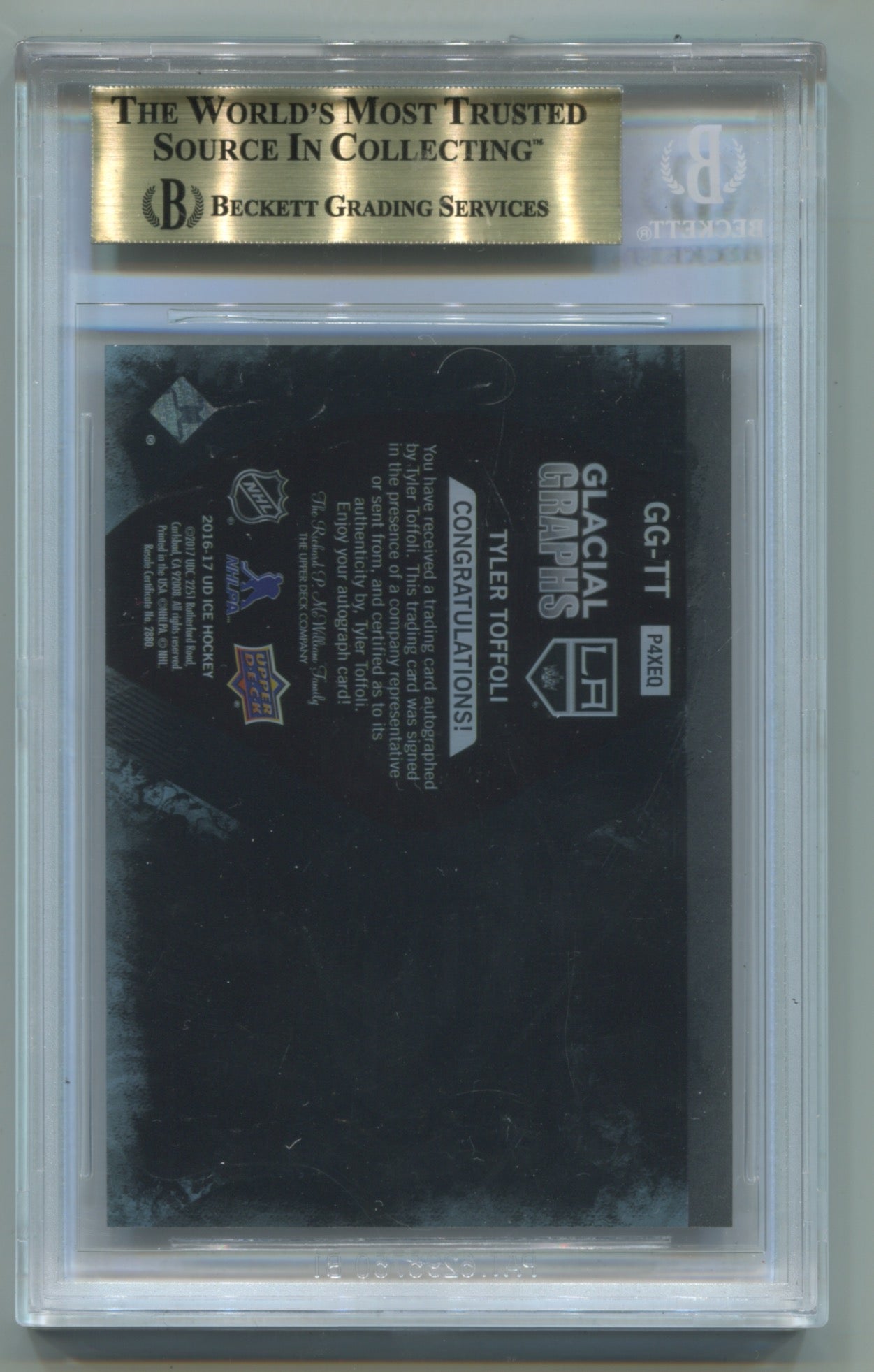 2016-17 Upper Deck Ice Glacial Graphs Black  #GG-TT Tyler Toffoli #09/15 BGS 9.5