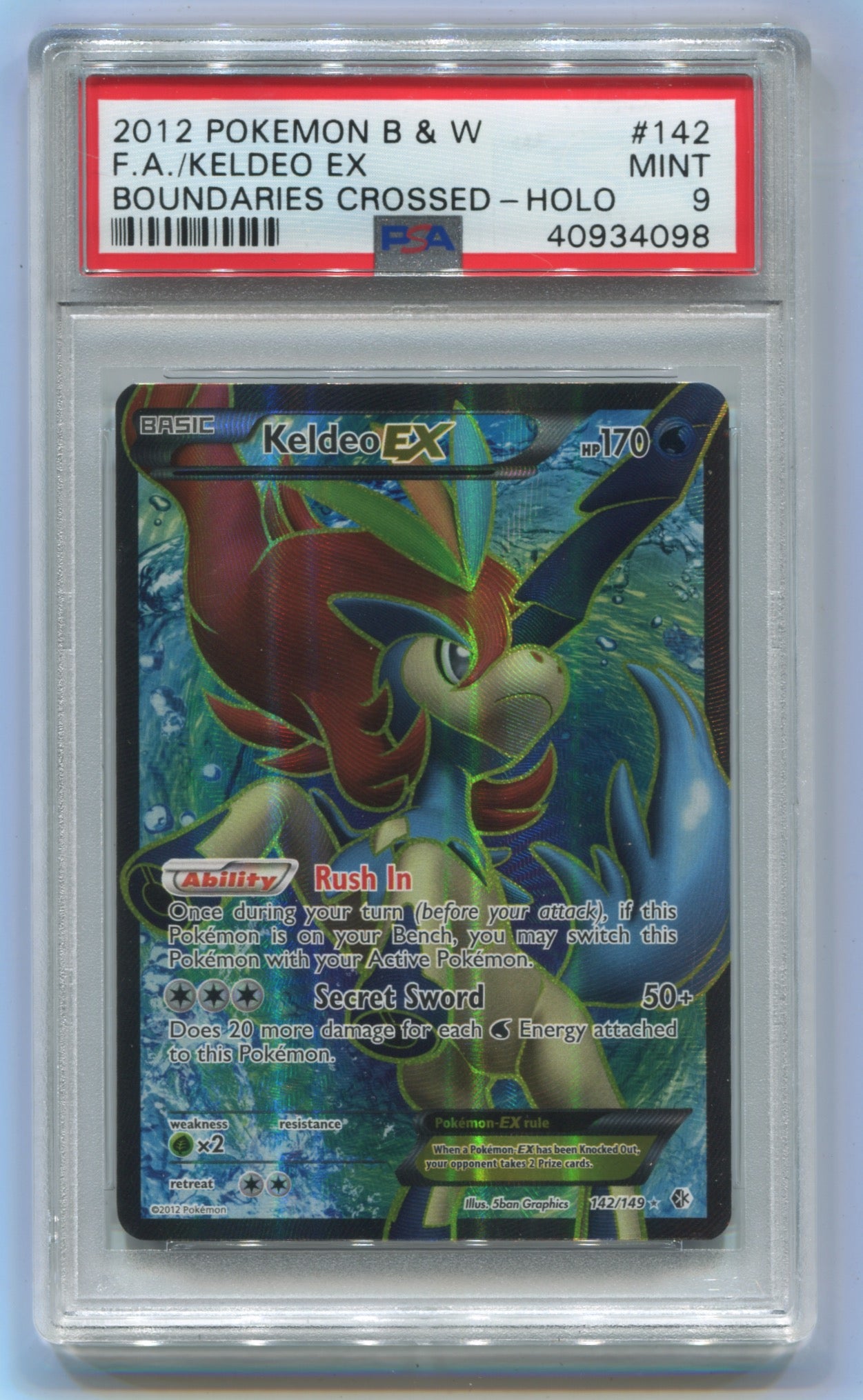 2012 Pokemon Boundaries Crossed #142 Keldeo EX - Full Art PSA 9
