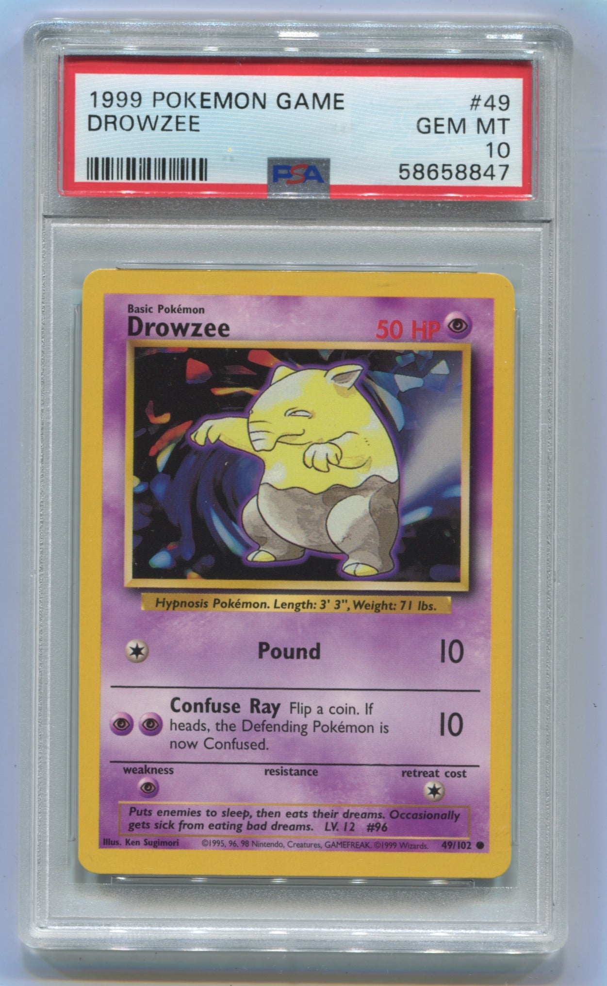 1999 Pokemon Base Set Unlimited #49 Drowzee PSA 10