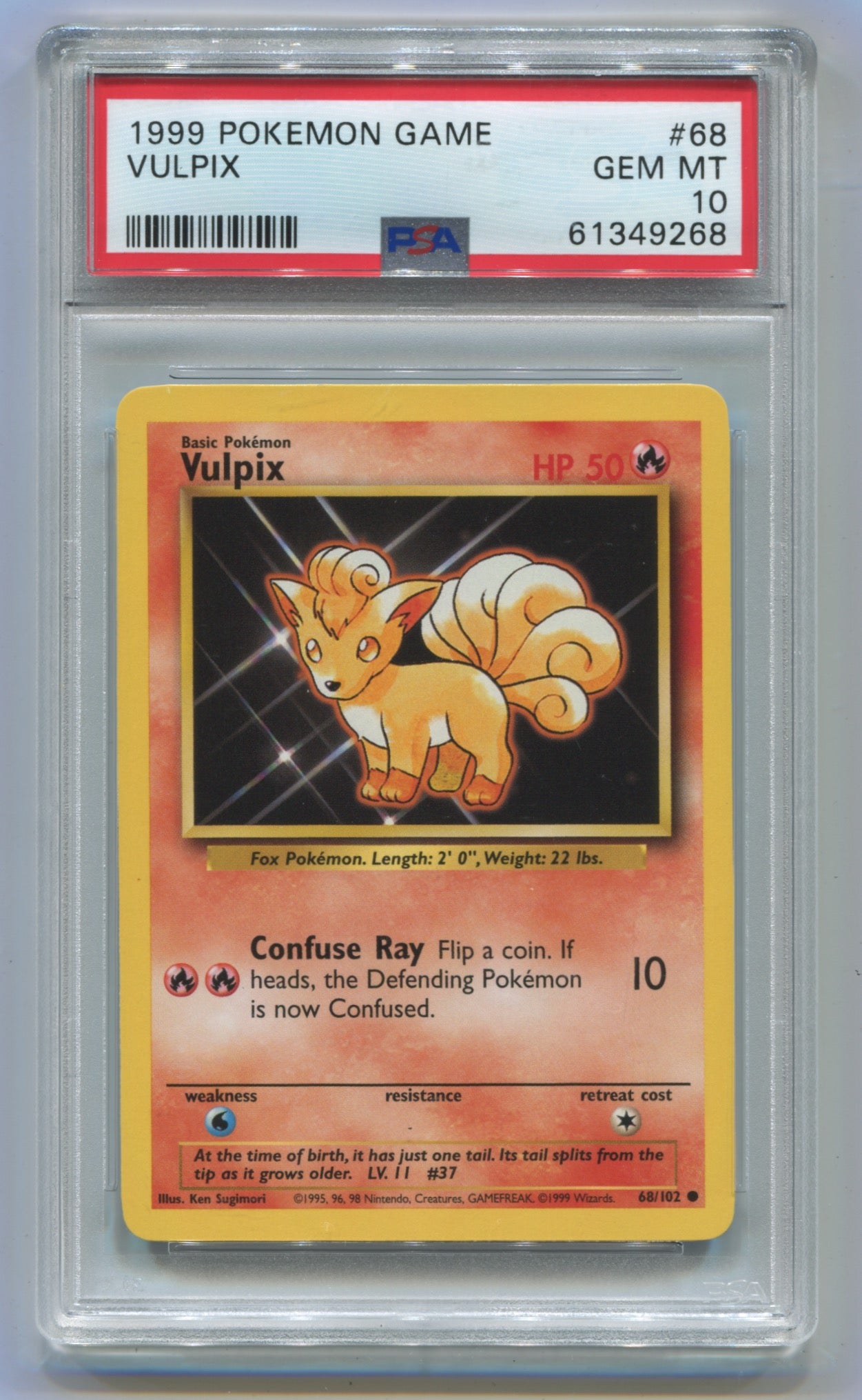 1999 Pokemon Base Set Unlimited #68 Vulpix PSA 10