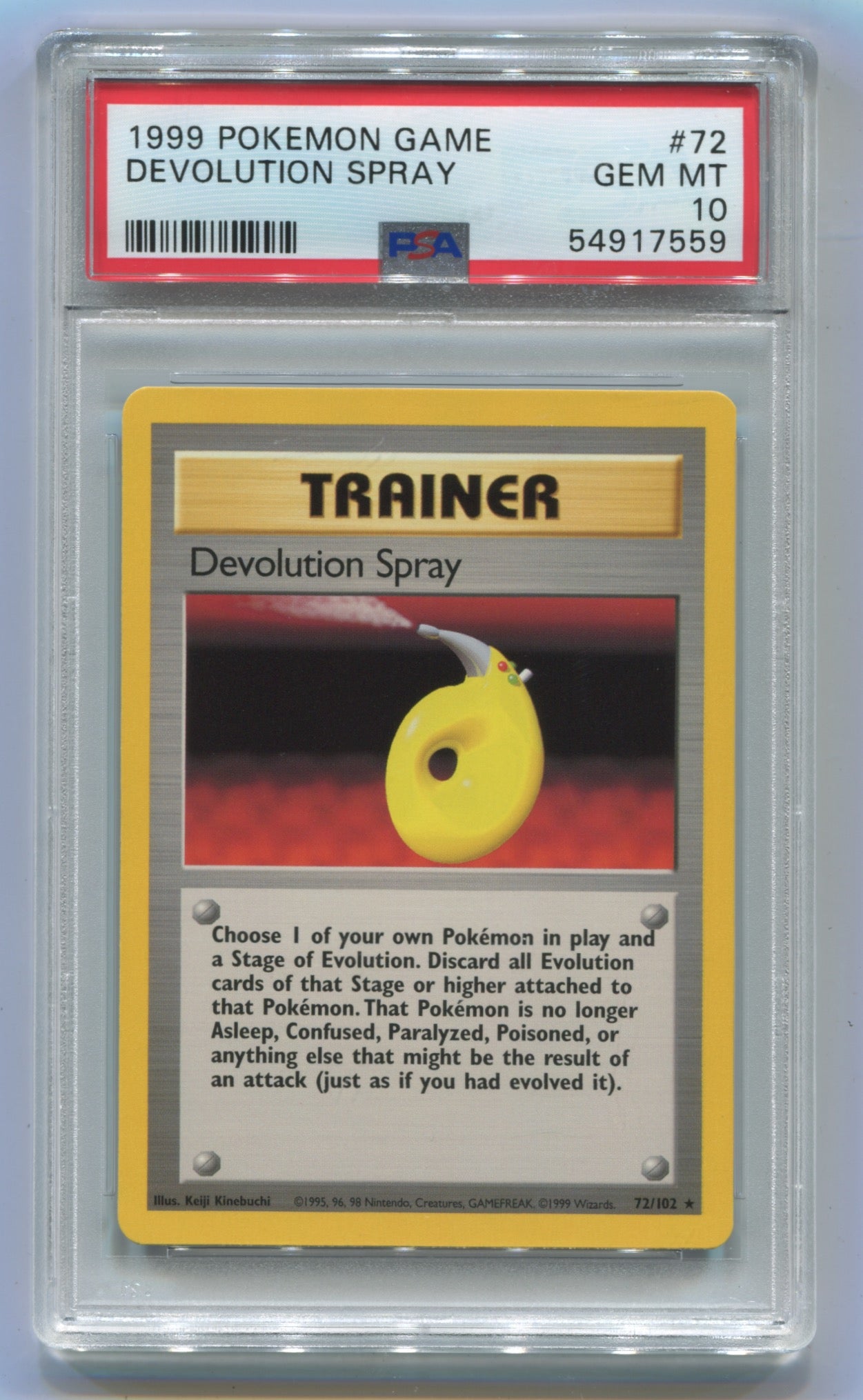 1999 Pokemon Base Set Unlimited #72 Devolution Spray PSA 10