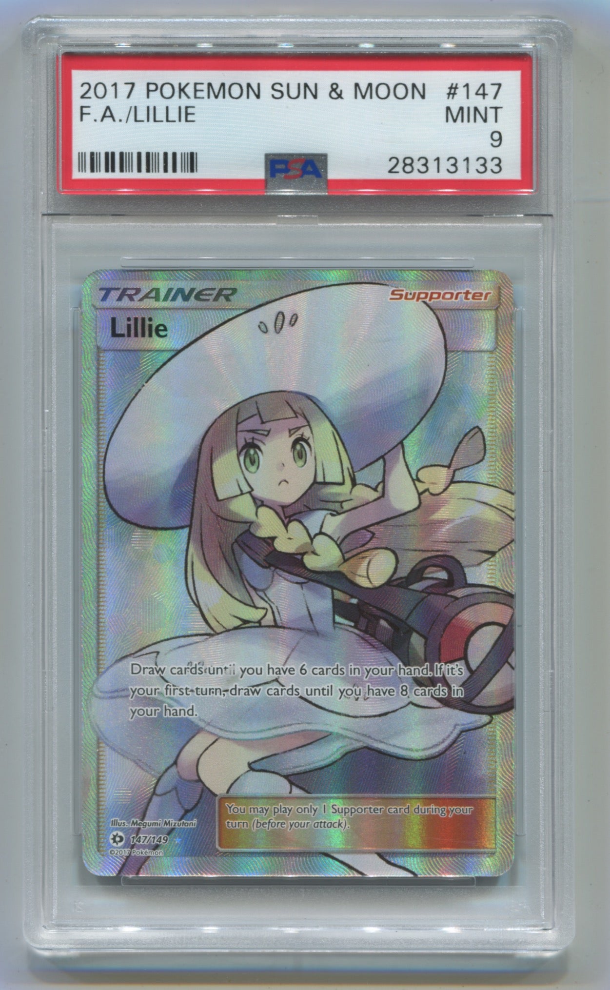 2017 Pokemon Sun & Moon #147 Lillie - Full Art PSA 9