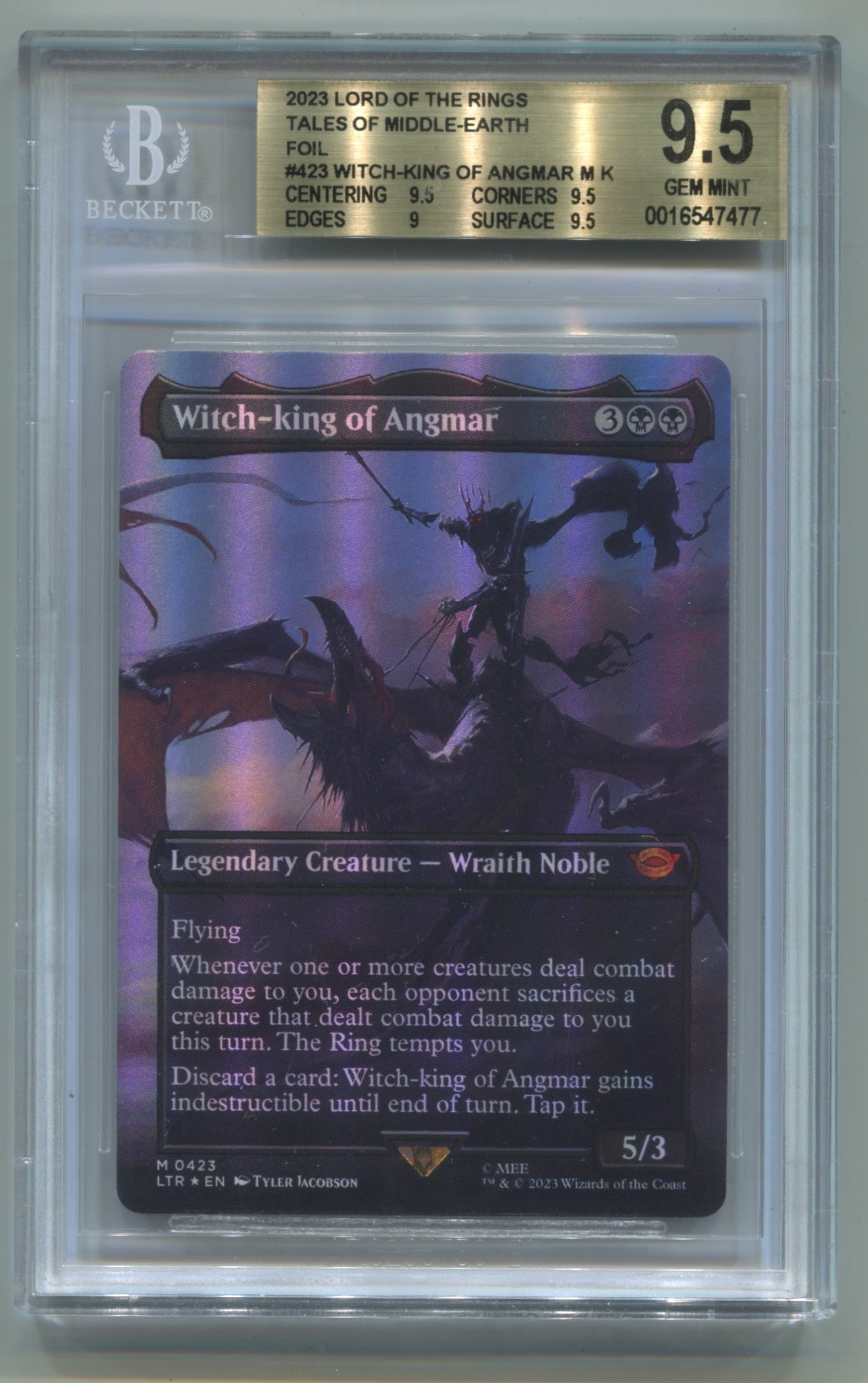 2023 MTG The Lord of the Rings: Tales of Middle-Earth #423 Witch-King of Angmar - Borderless (Foil) BGS 9.5