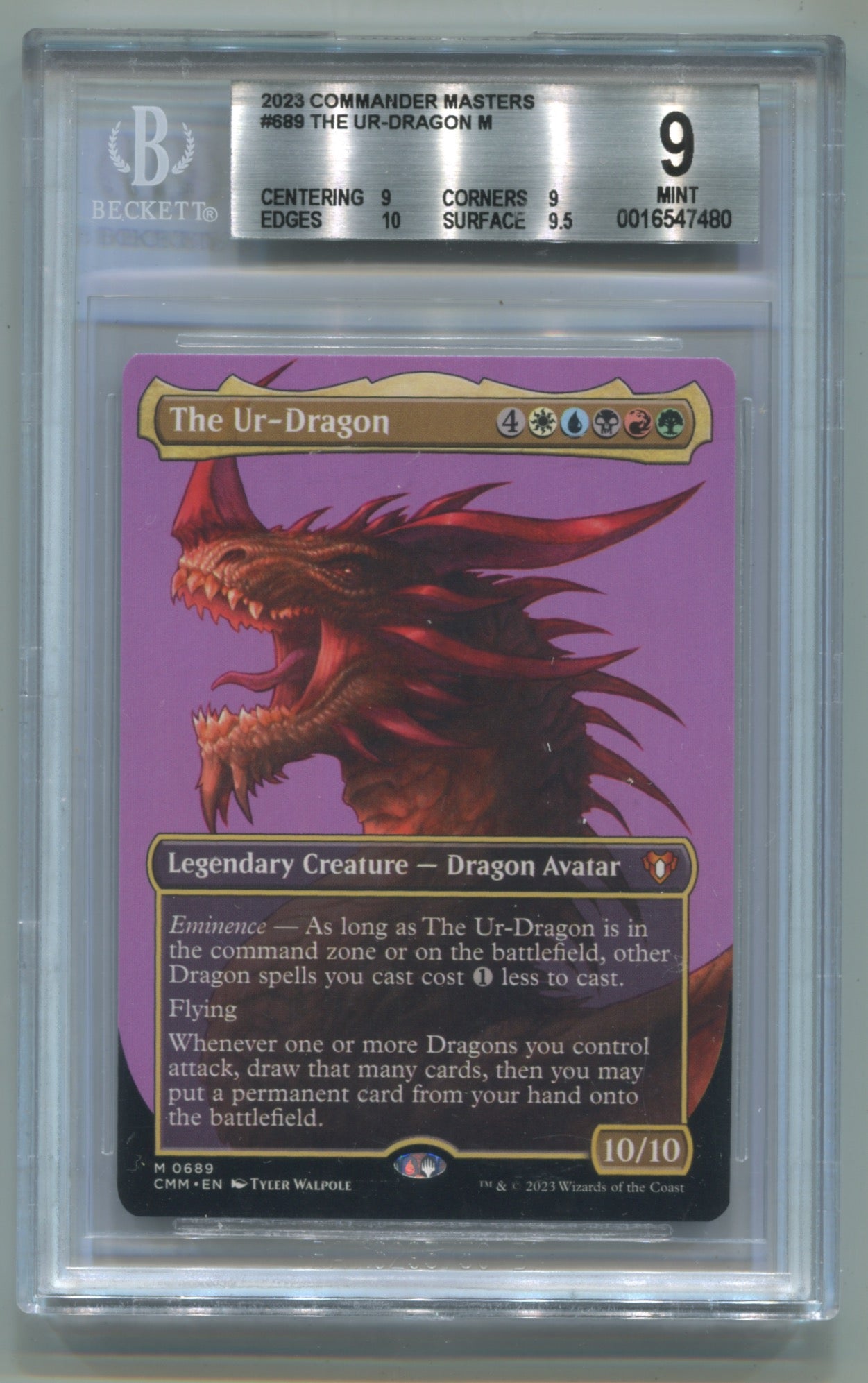 2023 MTG Commander Masters #689 The Ur-Dragon - Borderless BGS 9