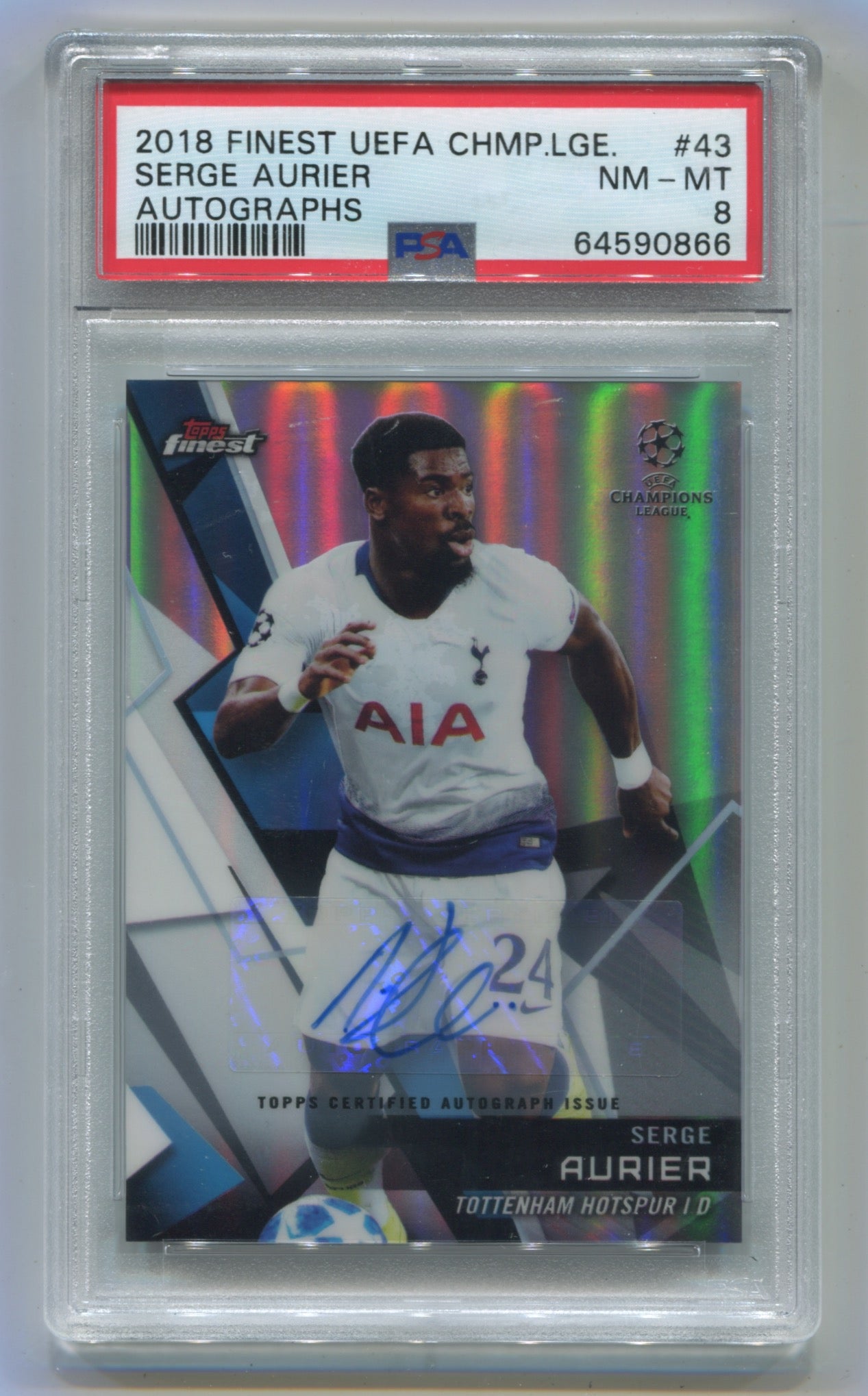 2018-19 Topps Finest UEFA Champions League Auto #143 Serger Aurier PSA 8