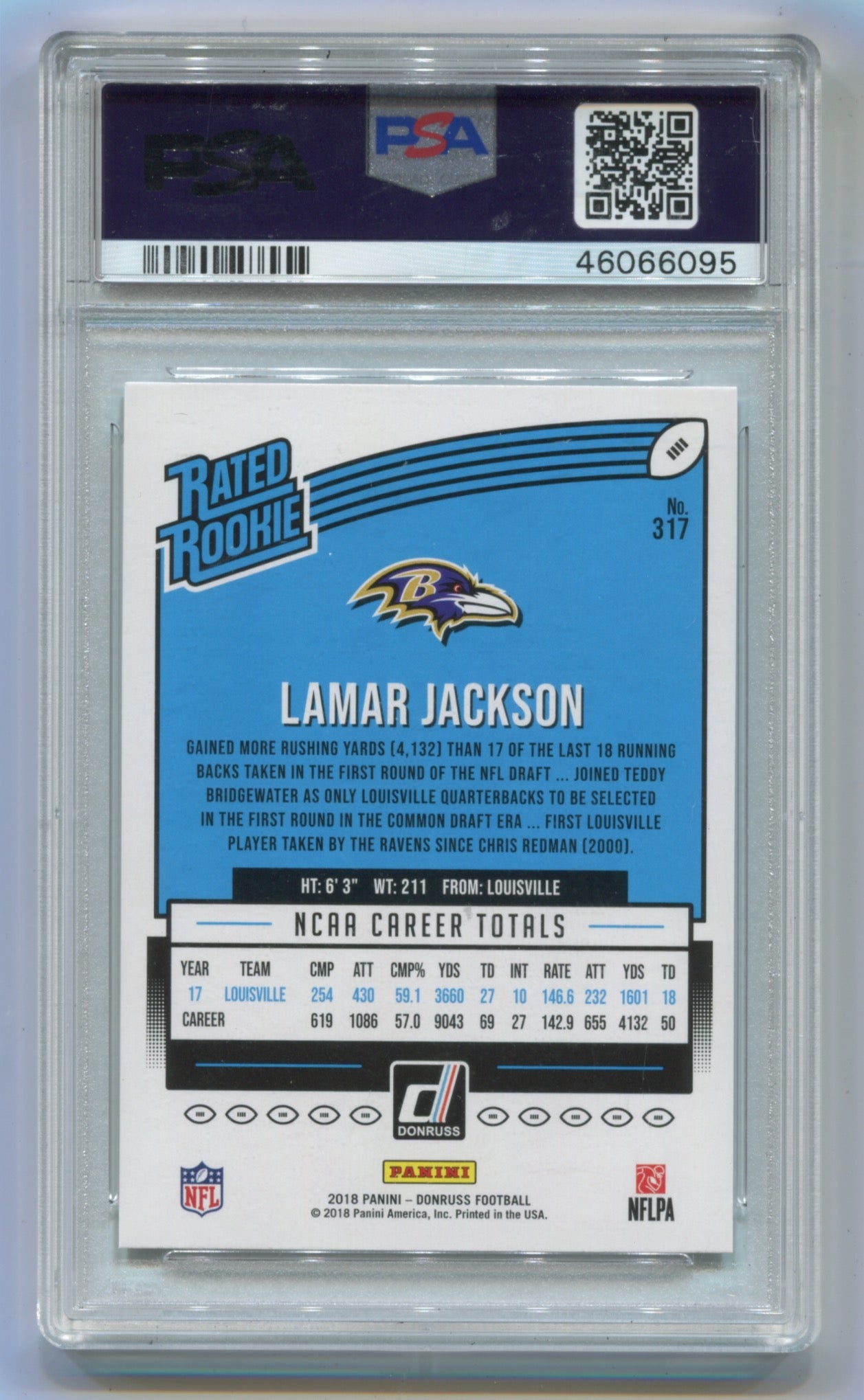 2018 Donruss #317 Lamar Jackson PSA 10 (Rookie)
