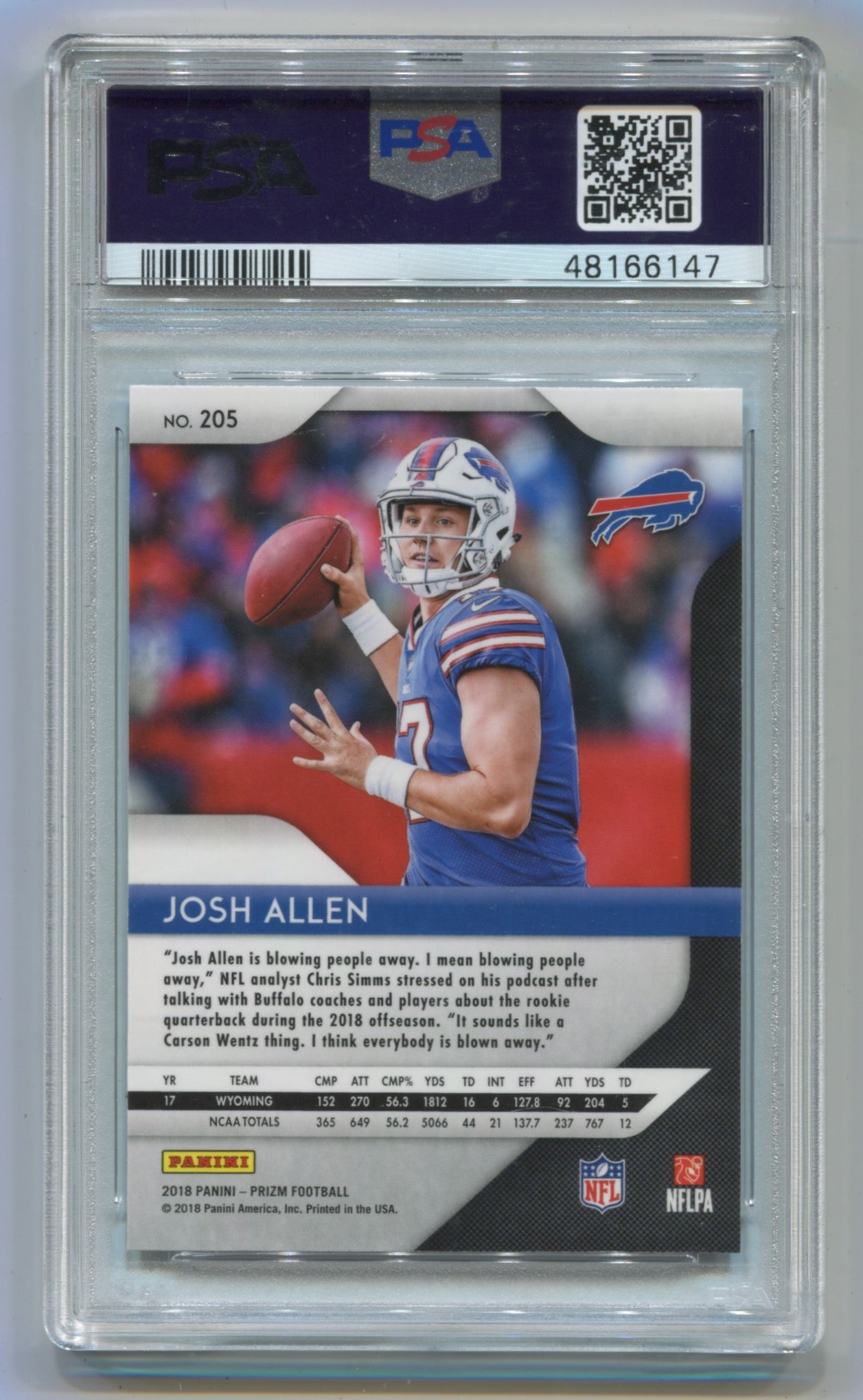 2018 Panini Prizm #205 Josh Allen PSA 10 (Rookie)