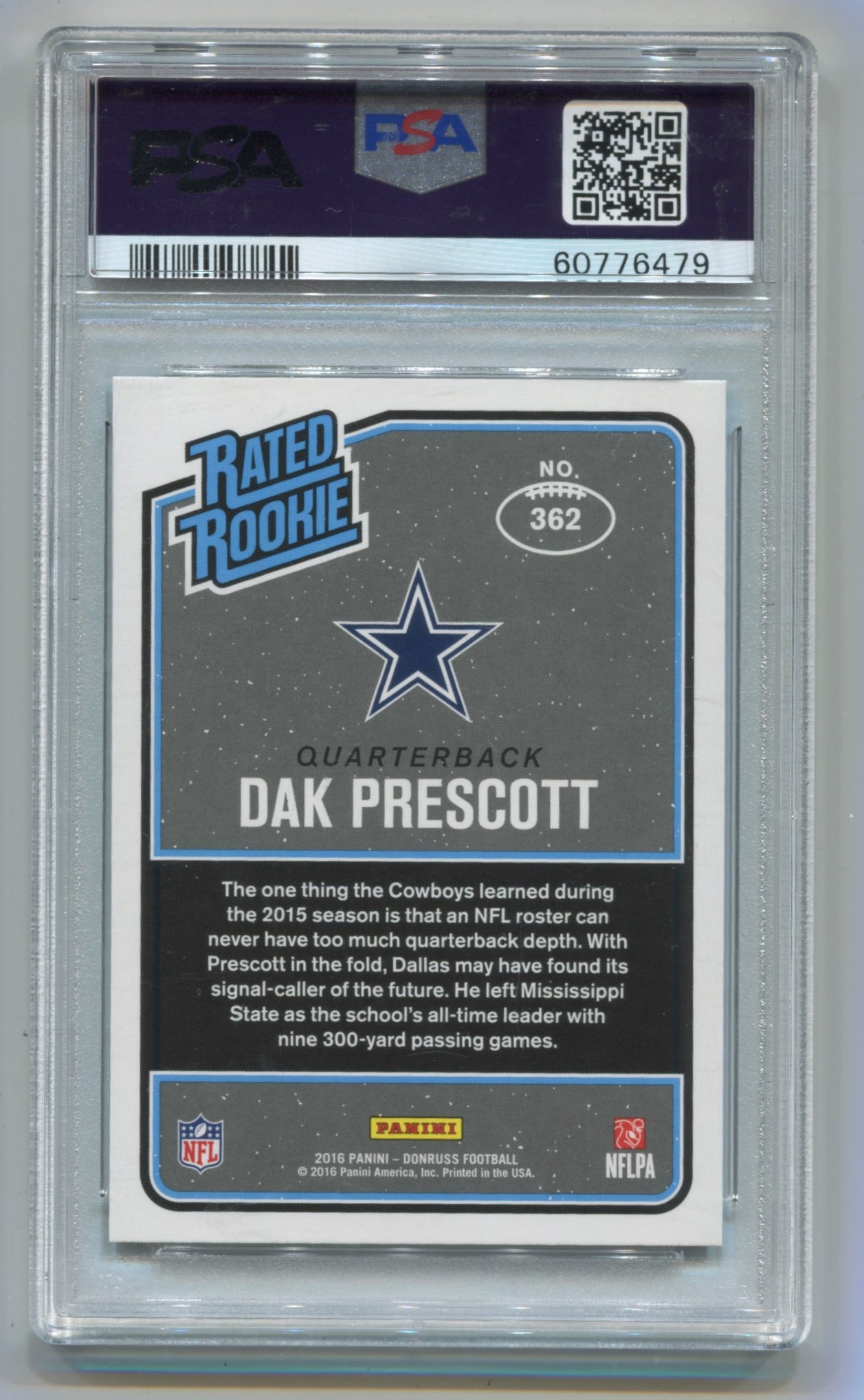 2016 Panini Donruss #362 Dak Prescott PSA 9 (Rookie)