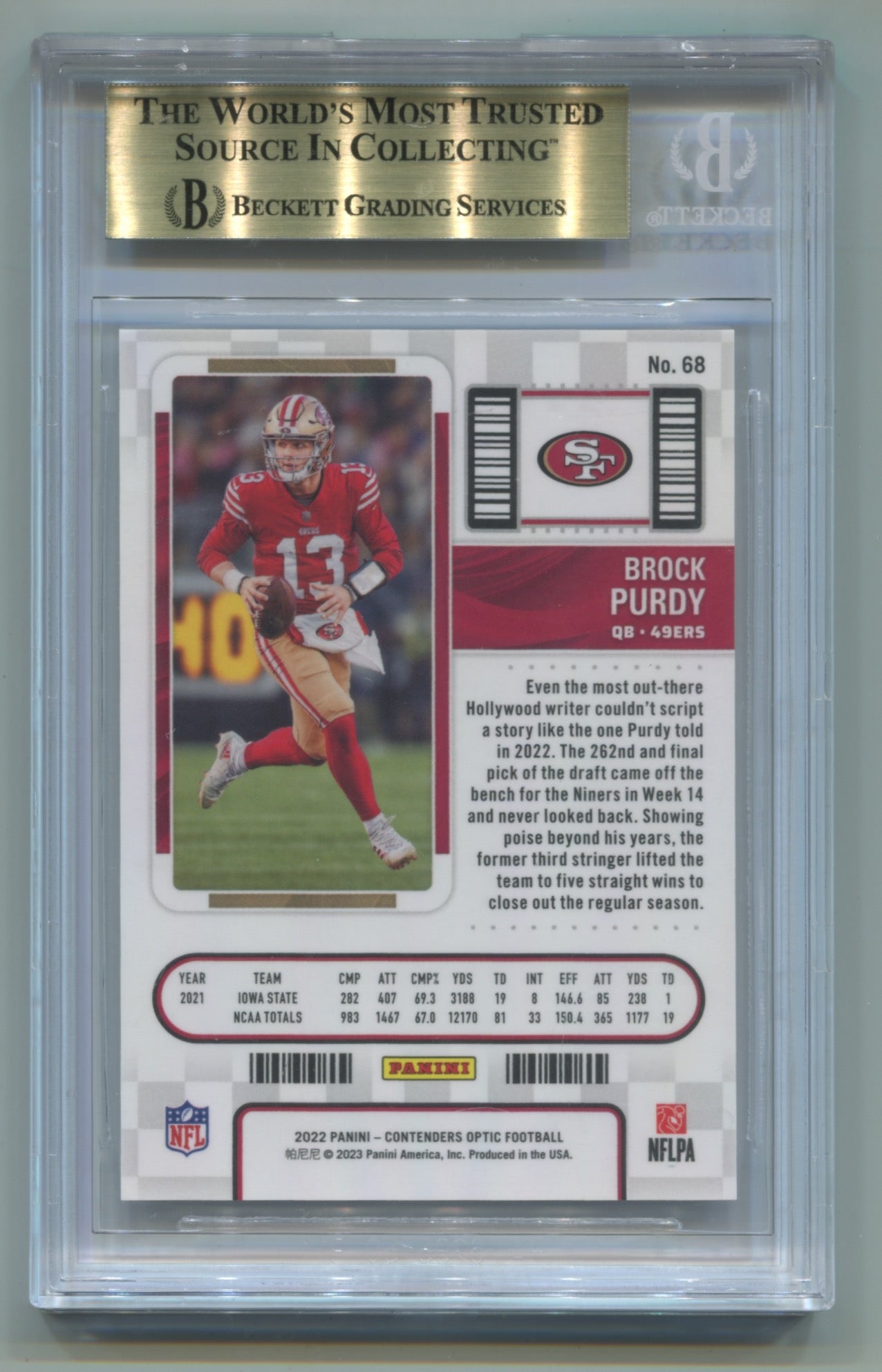 2022 Panini Contenders Optic #68 Brock Purdy BGS 9.5 (Rookie)