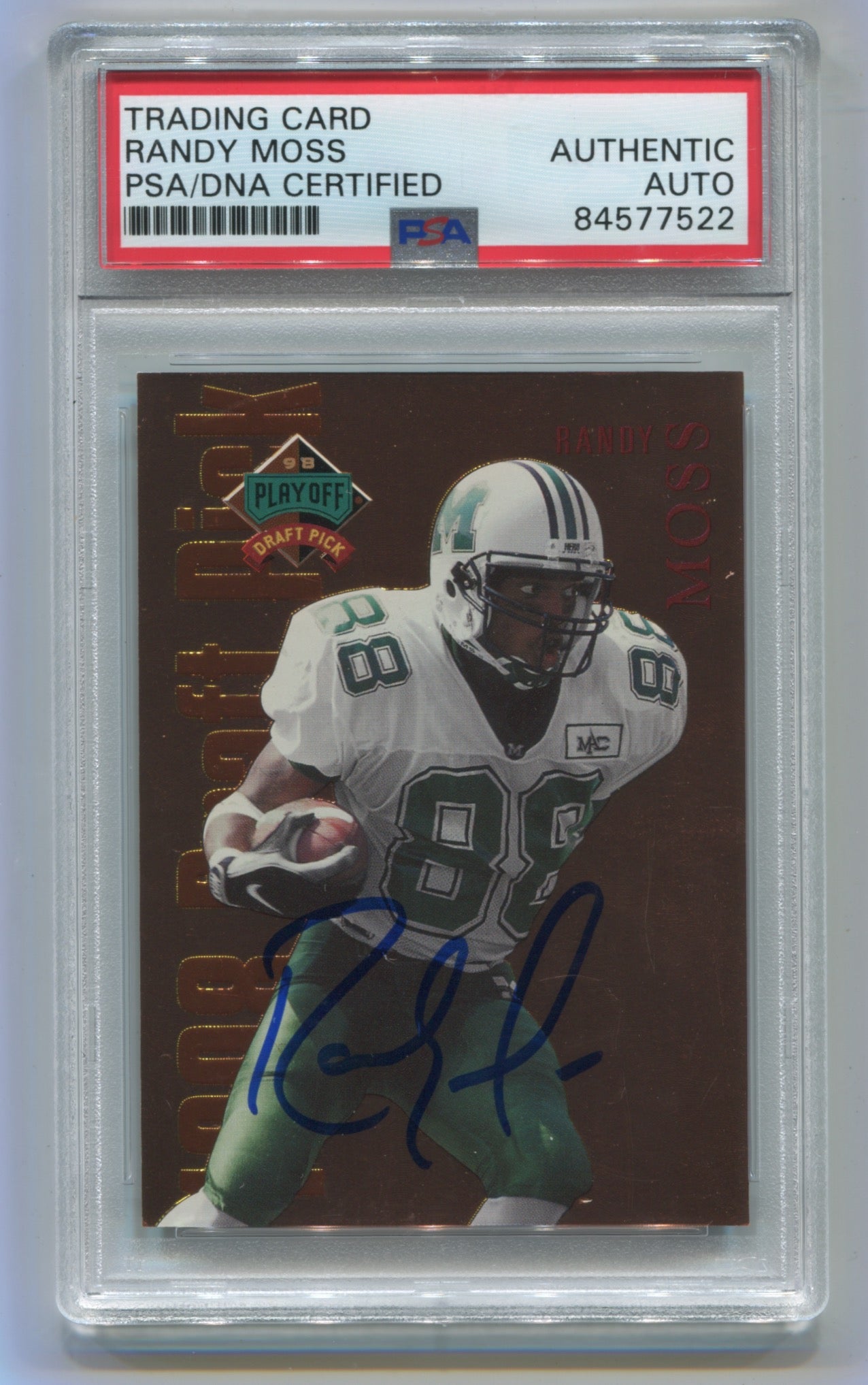 1998 Playoff Prestige Draft Pick Bronze Signed Trading Card #9 Randy Moss PSA/DNA Authentic Auto (Rookie)