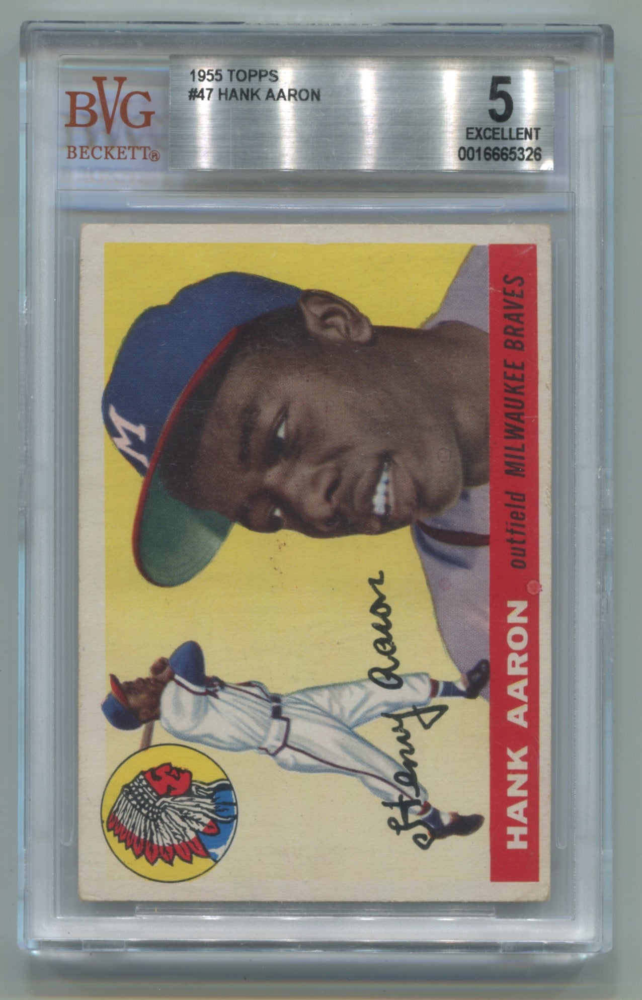 1955 Topps #47 Hank Aaron BVG 5