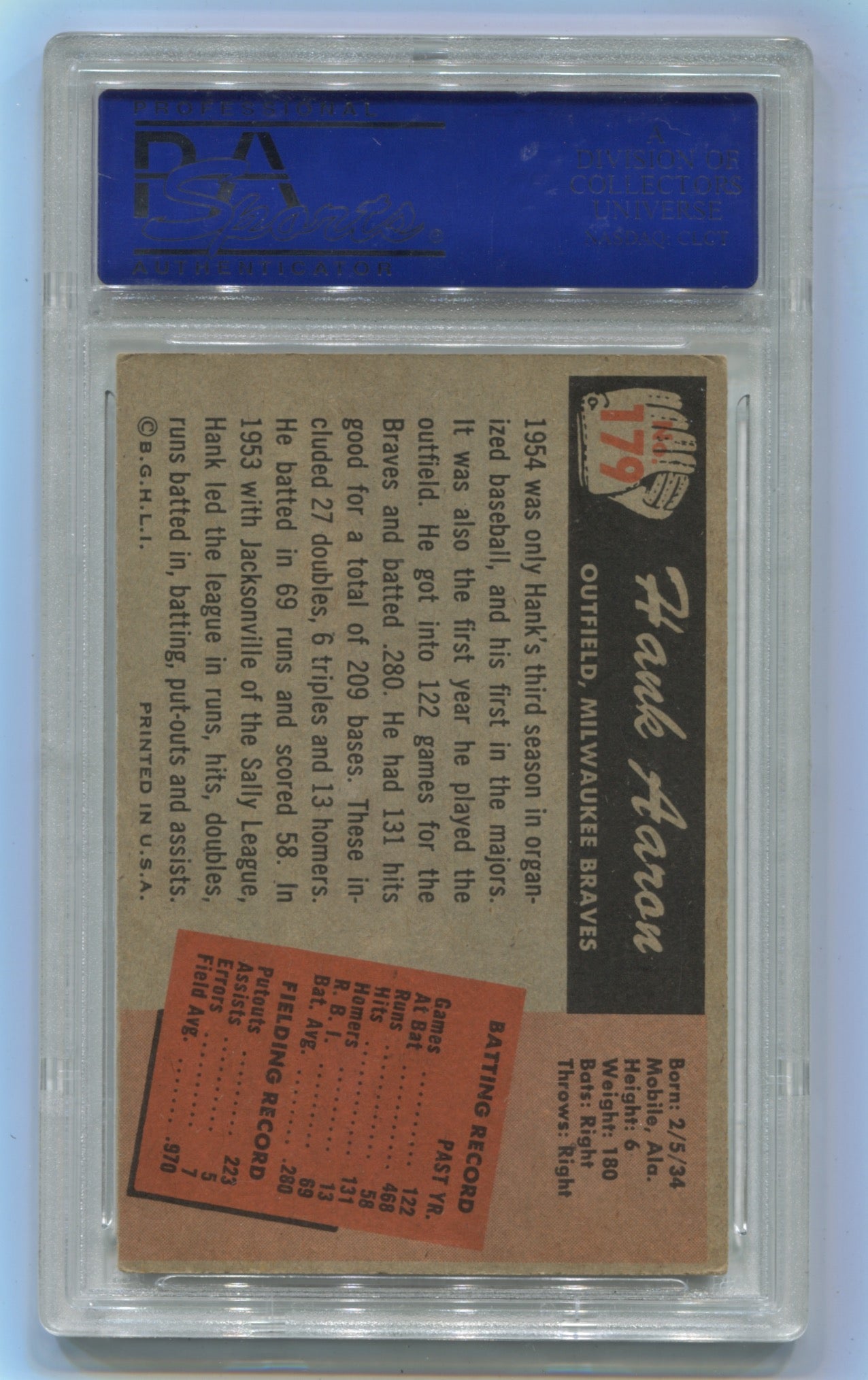 1955 Bowman #179 Hank Aaron PSA 5
