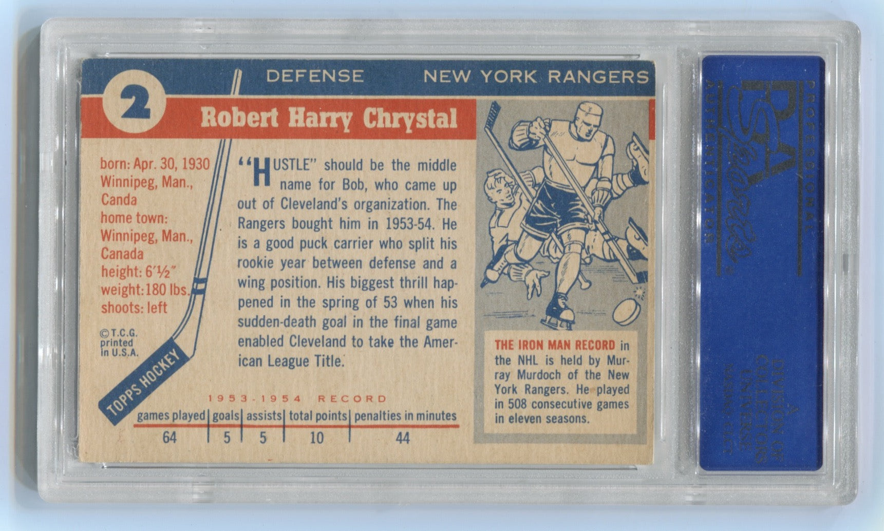 1954-55 Topps #2 Bob Chrystal PSA 5 (Rookie) | Eastridge Sports Cards