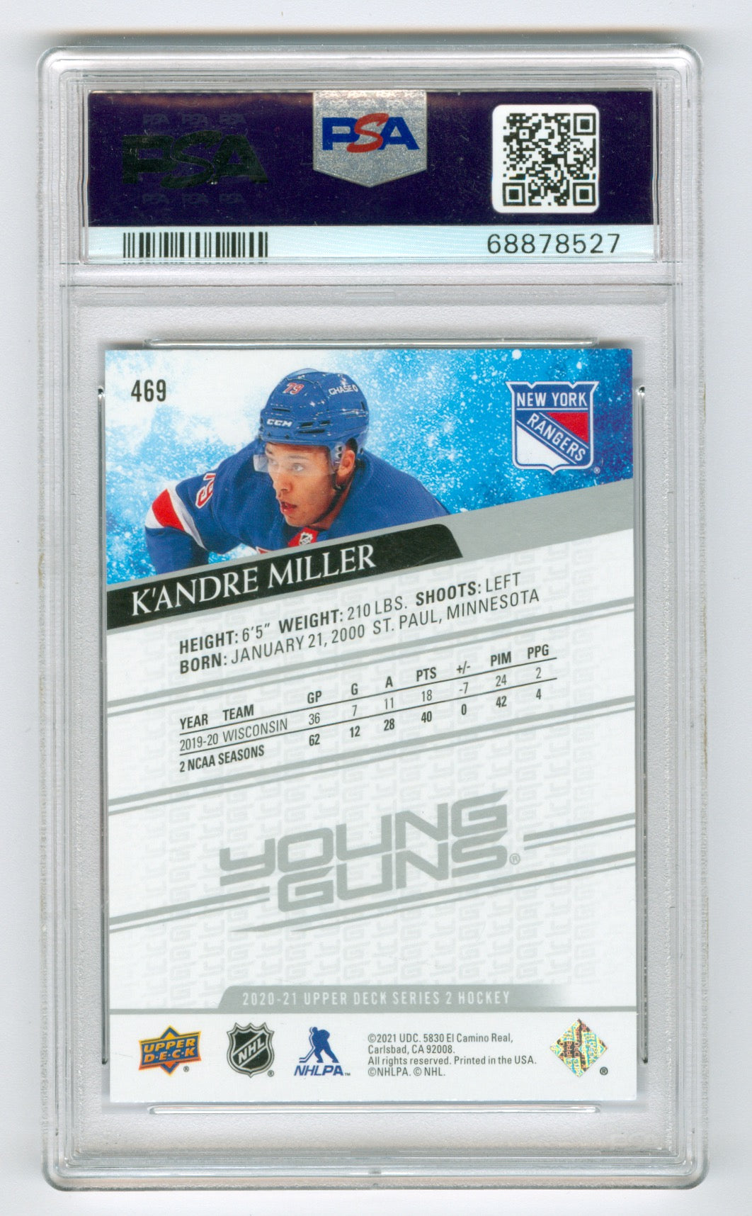 2020-21 Upper Deck #469 K'Andre Miller PSA 10 (Rookie)