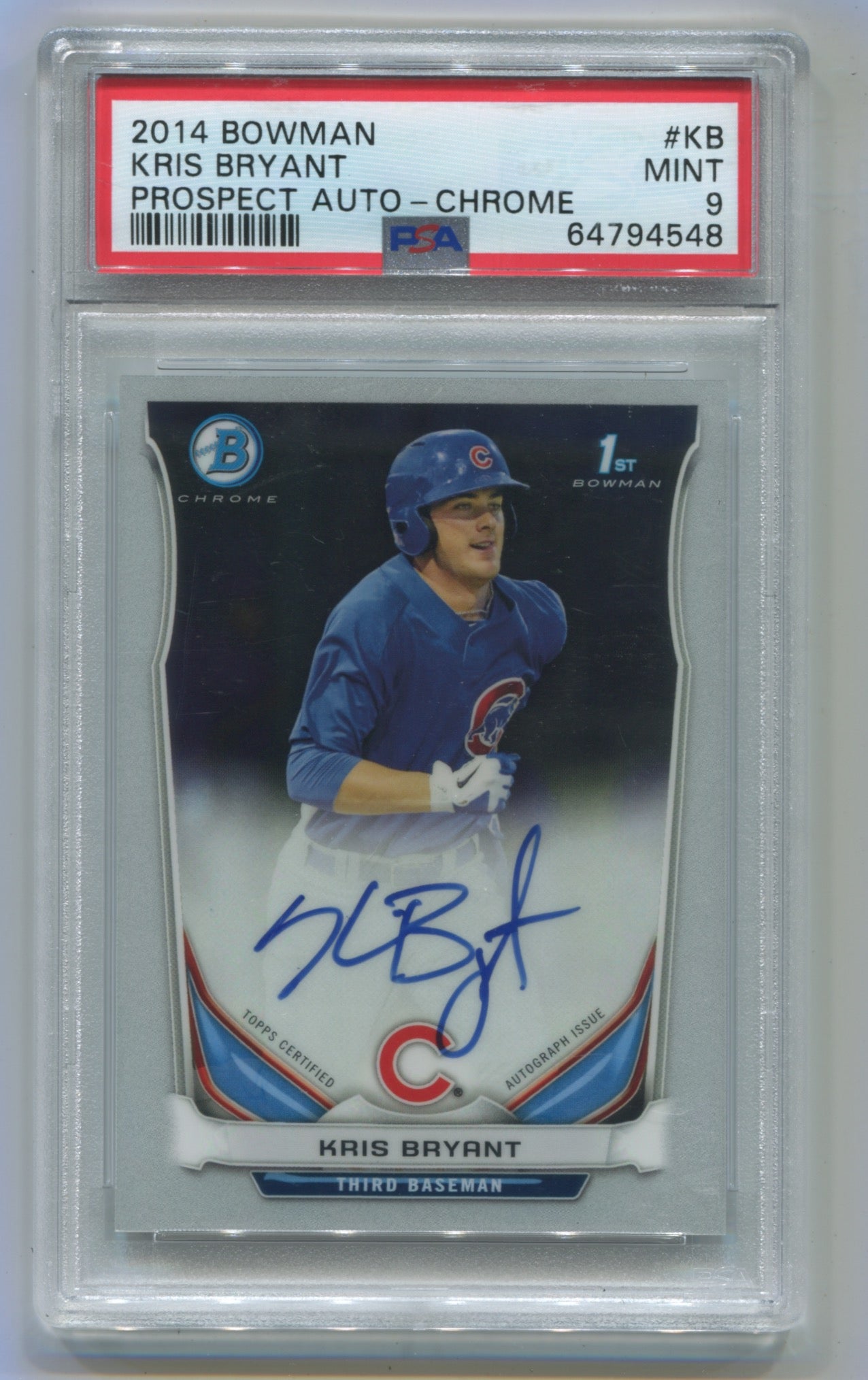 2014 Bowman Chrome Prospect Autograph #KB Kris Bryant PSA 9