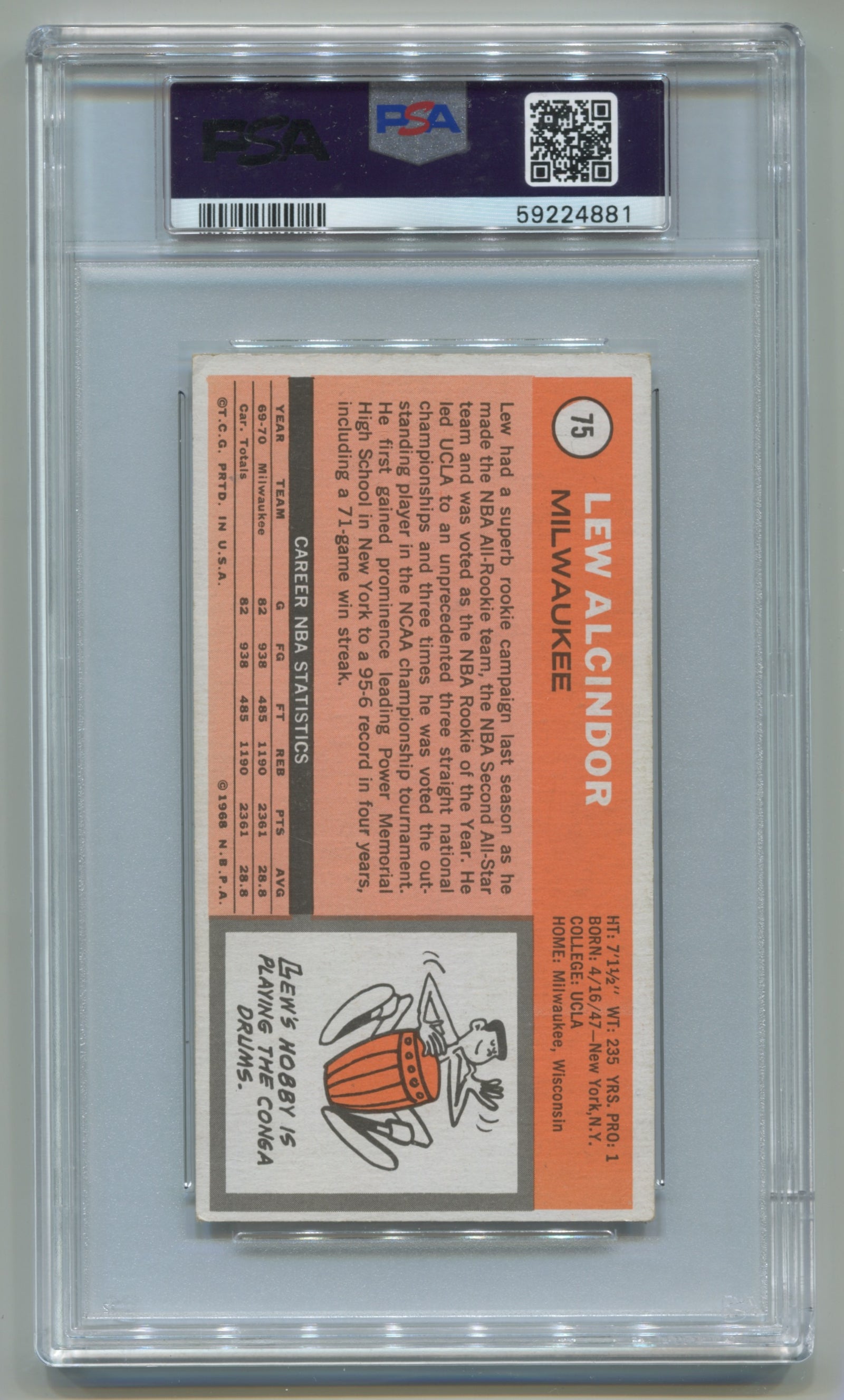 1970-71 Topps #75 Lew Alcindor PSA 2.5