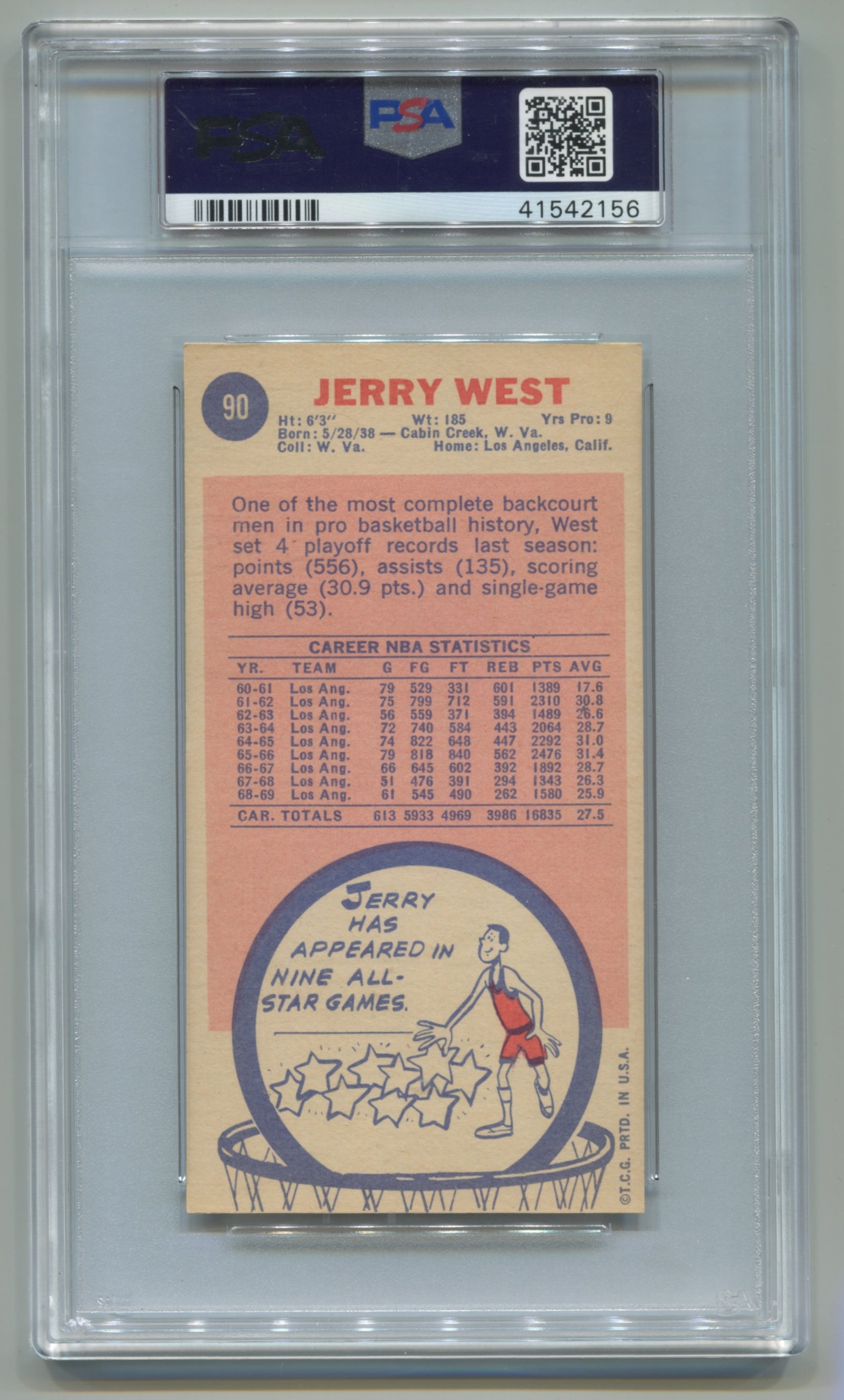 1969-70 Topps #90 Jerry West PSA 7(OC)
