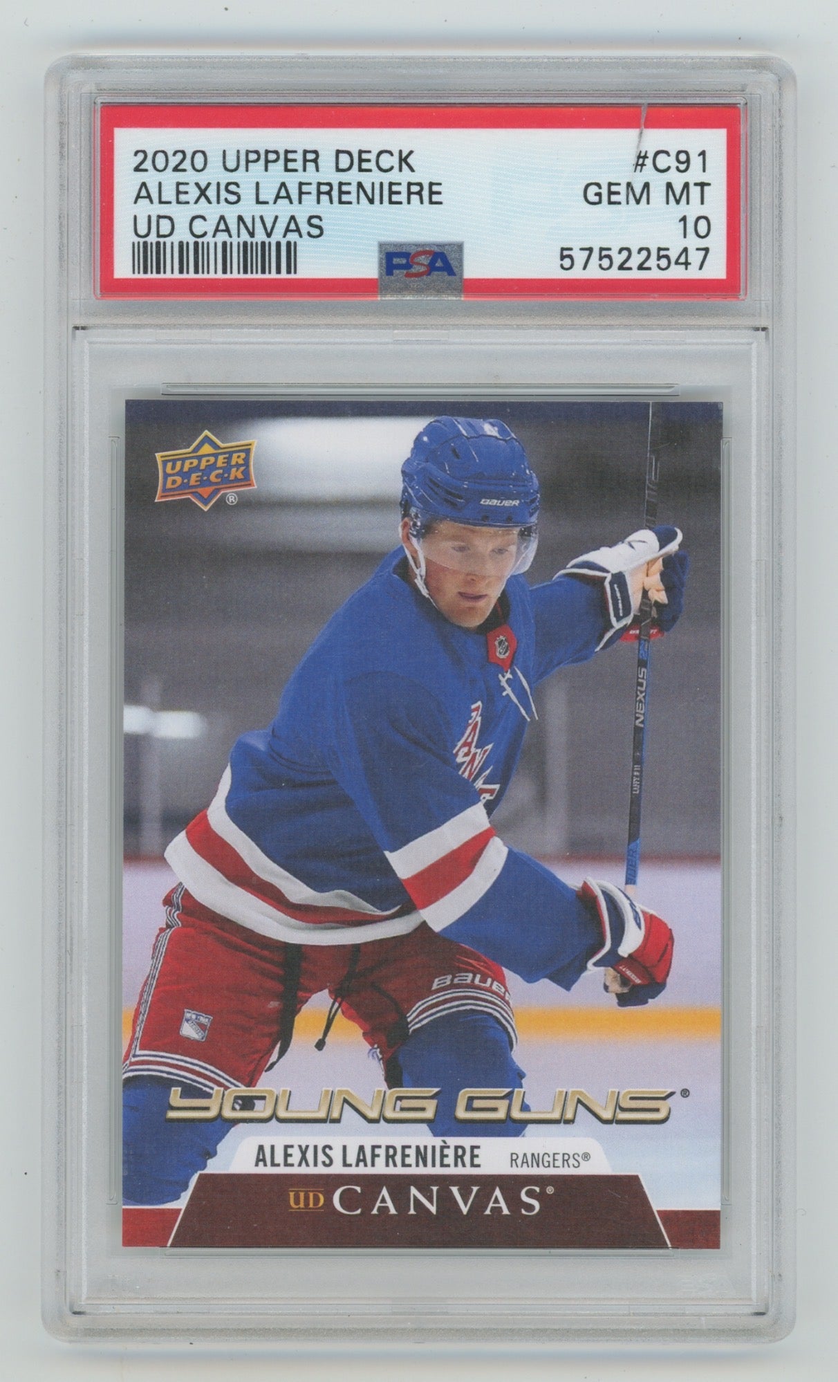 2020-21 Upper Deck UD Canvas #C91 Alexis Lafreniere PSA 10 (Rookie)