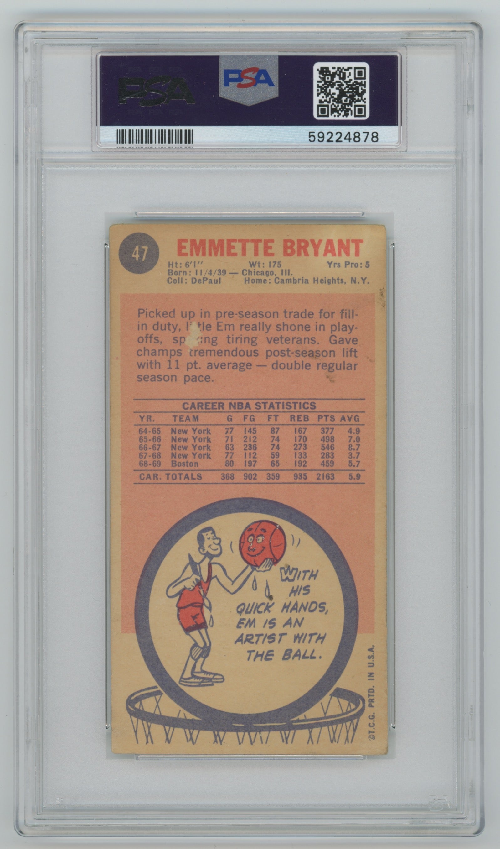 1969-70 Topps #47 Emmette Bryant PSA 1.5 (Rookie)