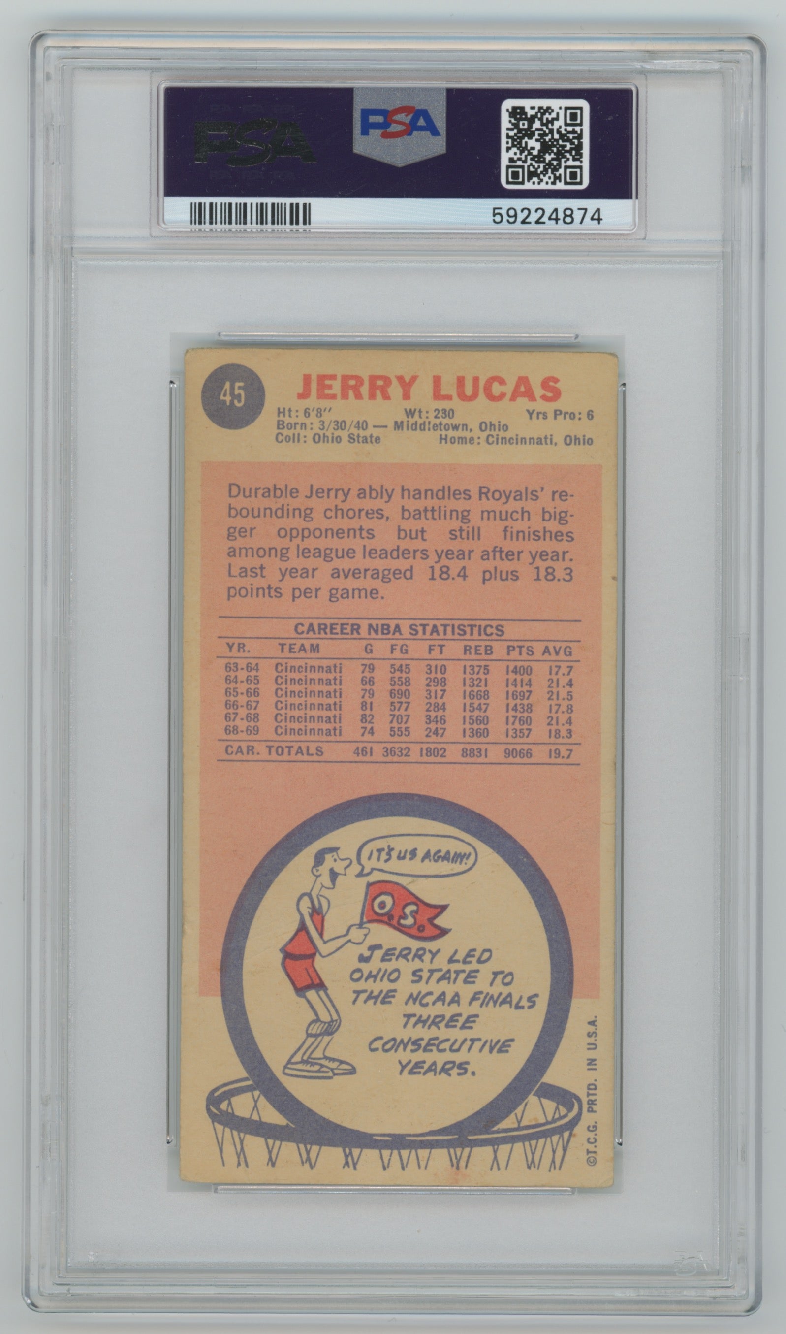 1969-70 Topps #45 Jerry Lucas PSA 1 (Rookie)