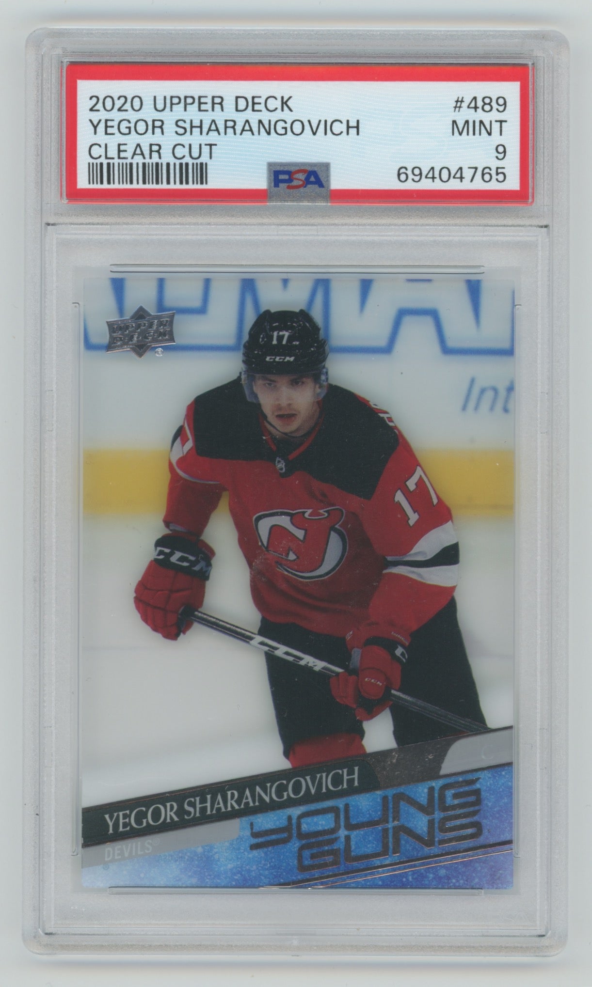 2020-21 Upper Deck Clear Cut #489 Yegor Sharangovich PSA 9 (Rookie)