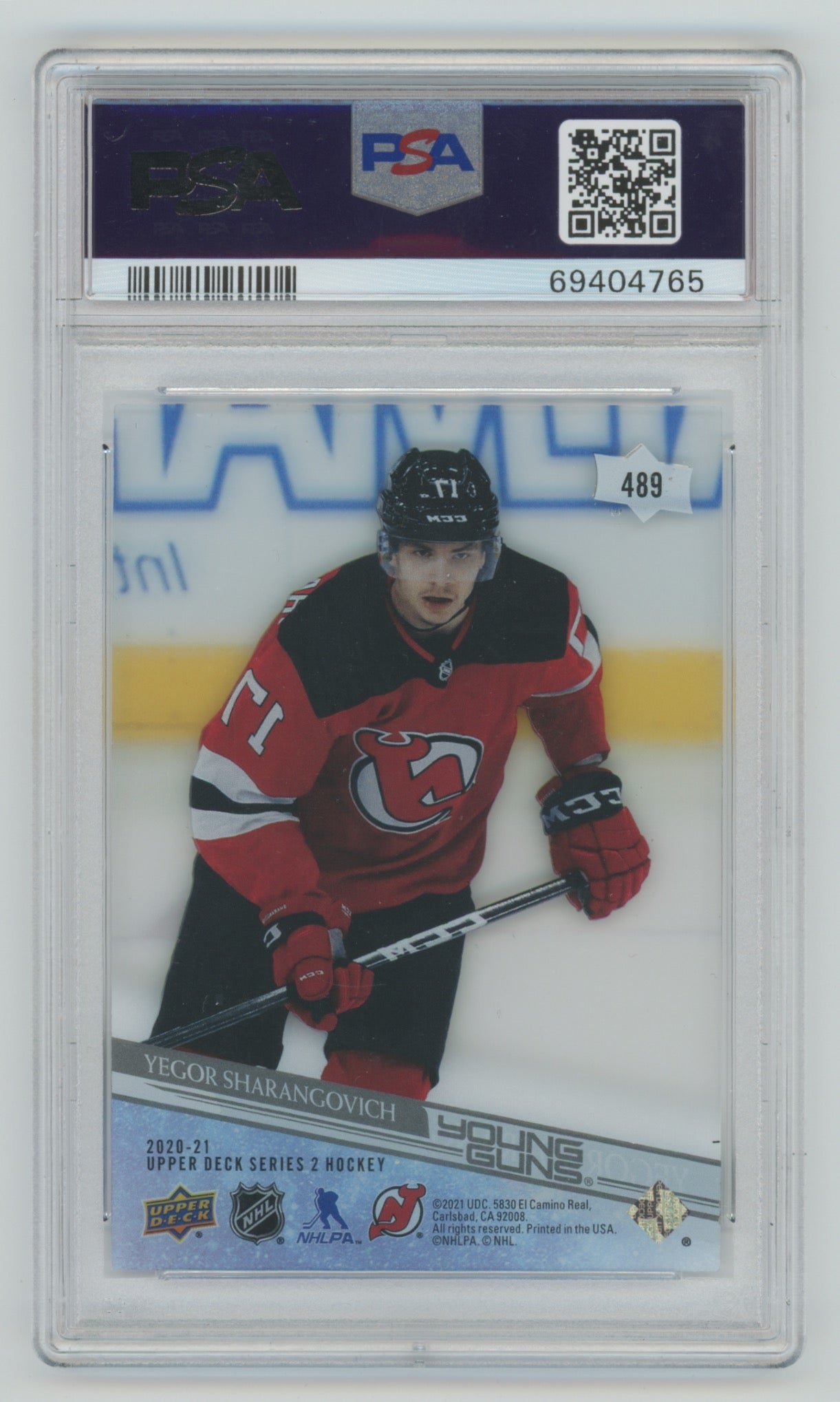 2020-21 Upper Deck Clear Cut #489 Yegor Sharangovich PSA 9 (Rookie)