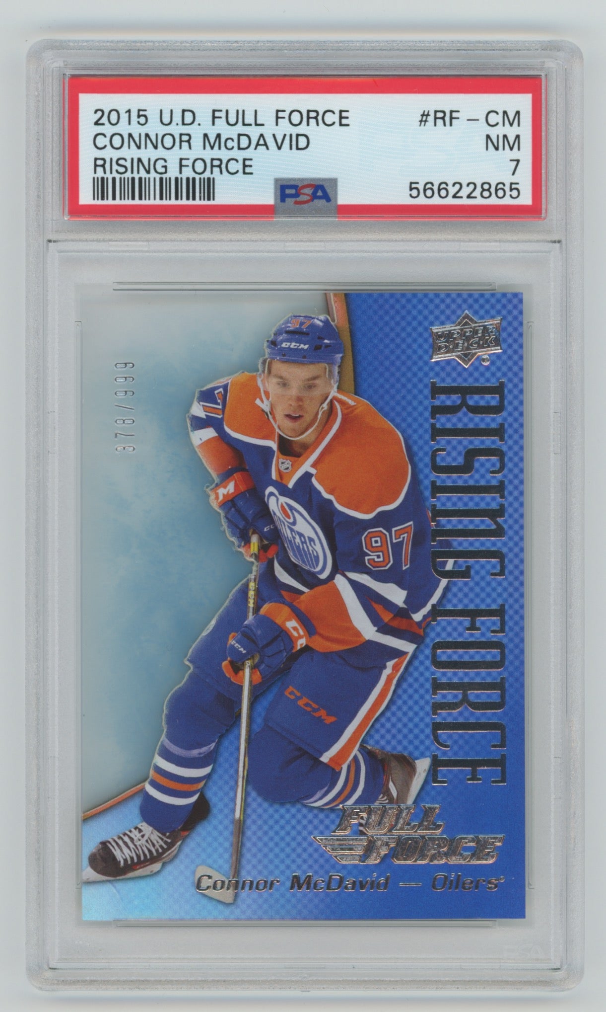 2015-16 Upper Deck Full Force Rising Force #RF-CM Connor McDavid #378/999 PSA 7 (Rookie)