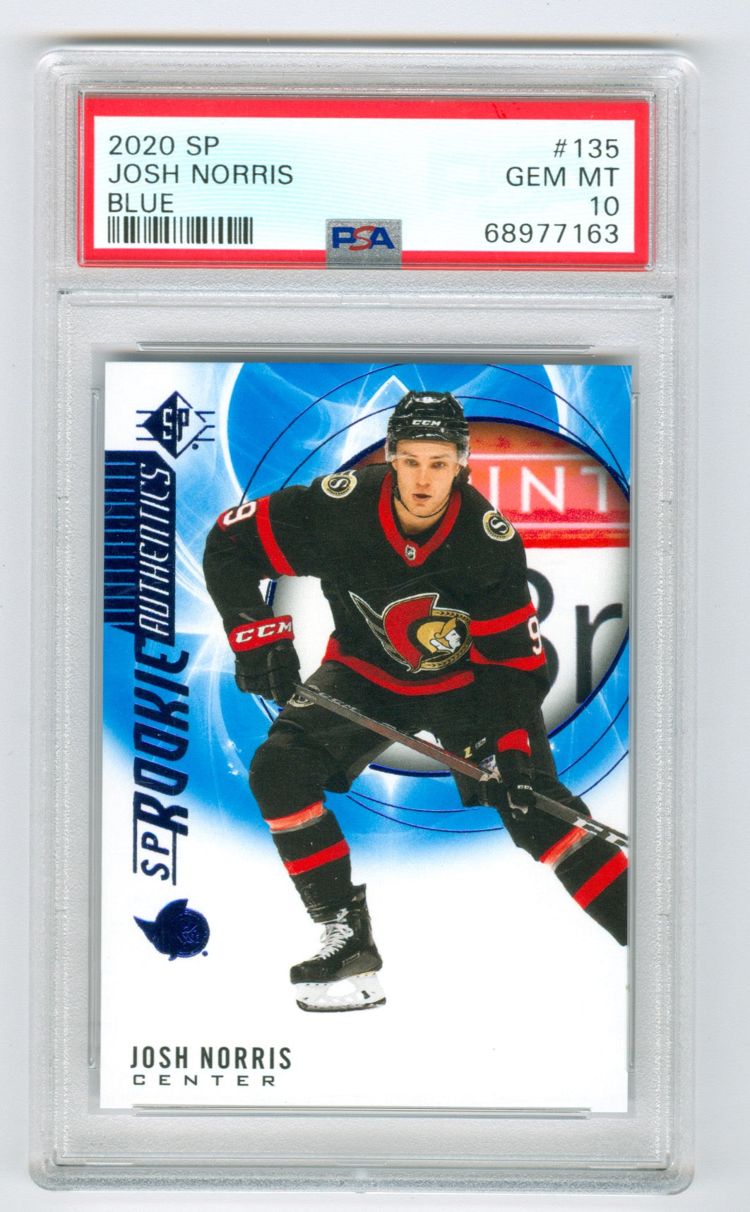 2020-21 SP Blue #135 Josh Norris PSA 10 (Rookie)