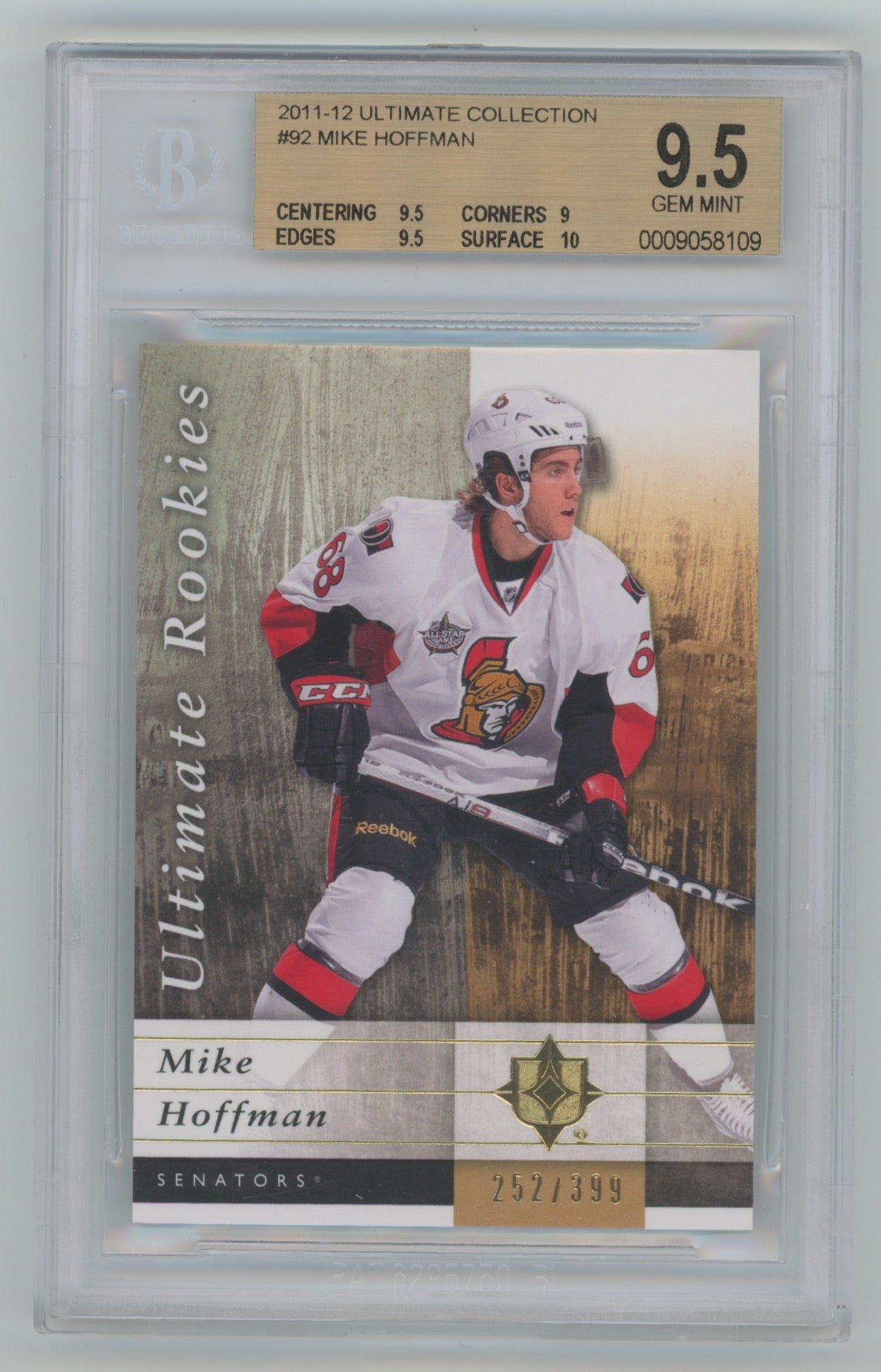 2011-12 Ultimate Collection #92 Mike Hoffman #252/399 BGS 9.5 (Rookie)