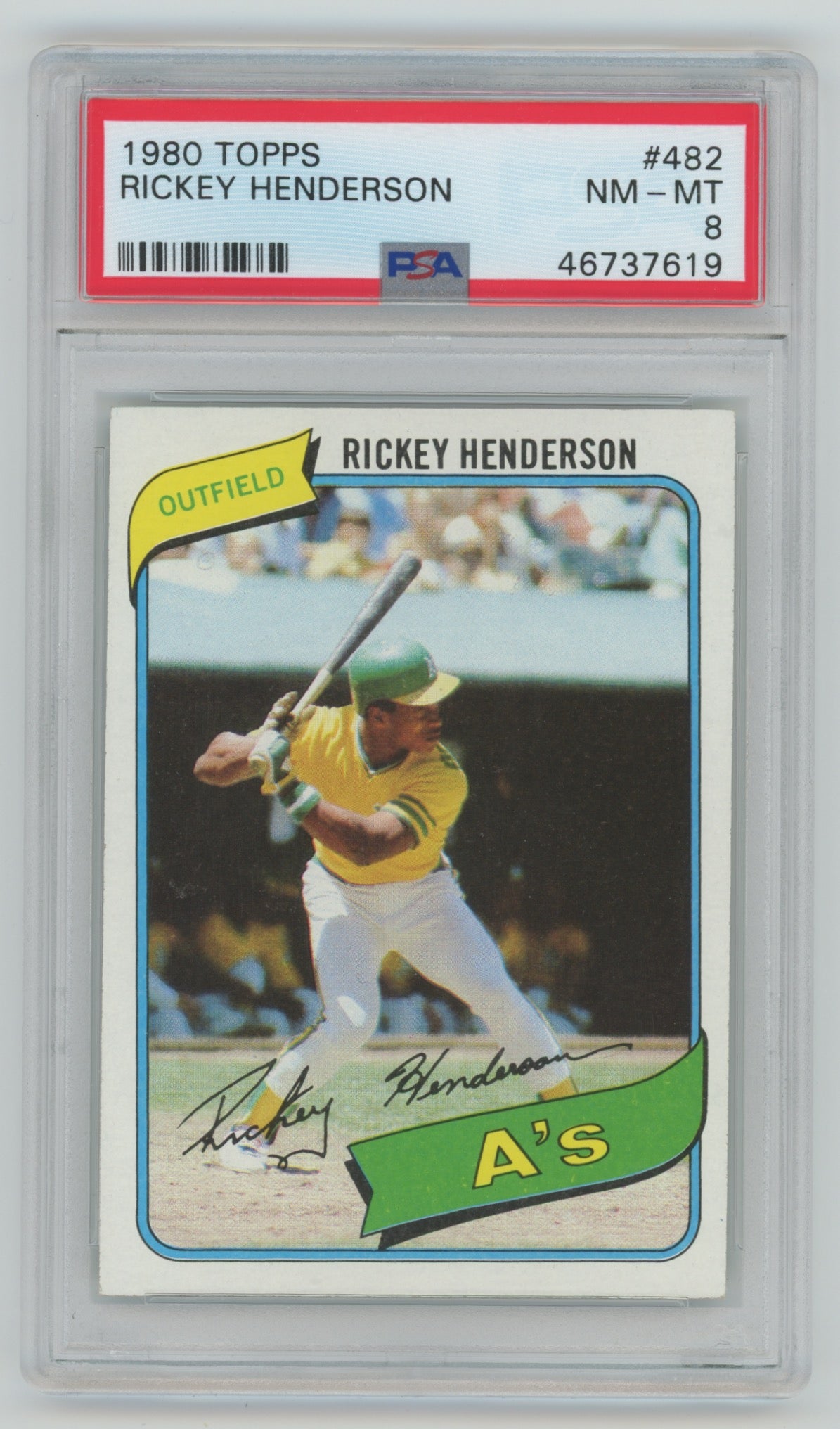1980 Topps #482 Rickey Henderson PSA 8 (Rookie)