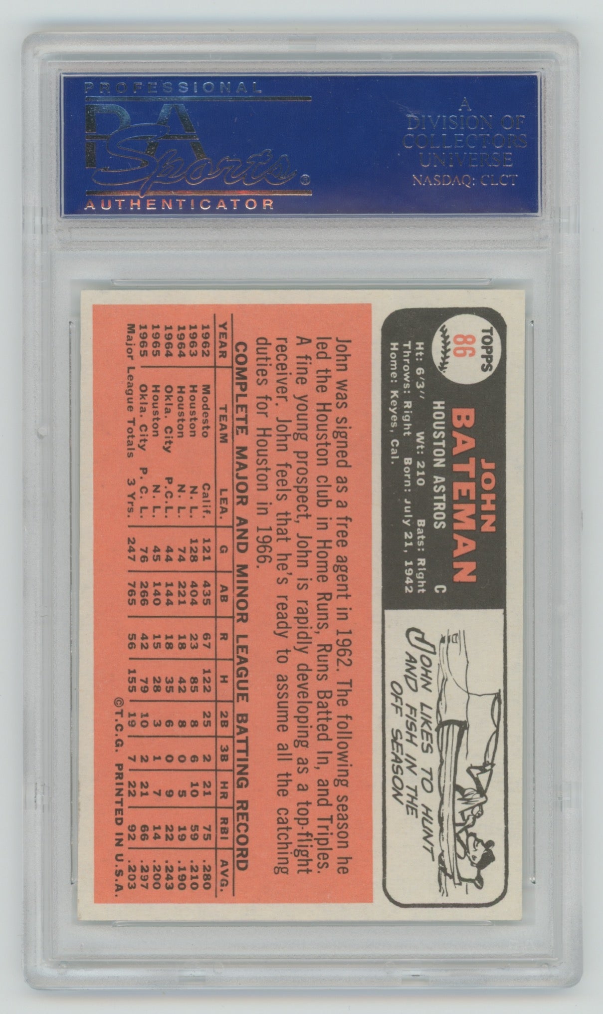 1966 Topps #86 John Bateman PSA 8