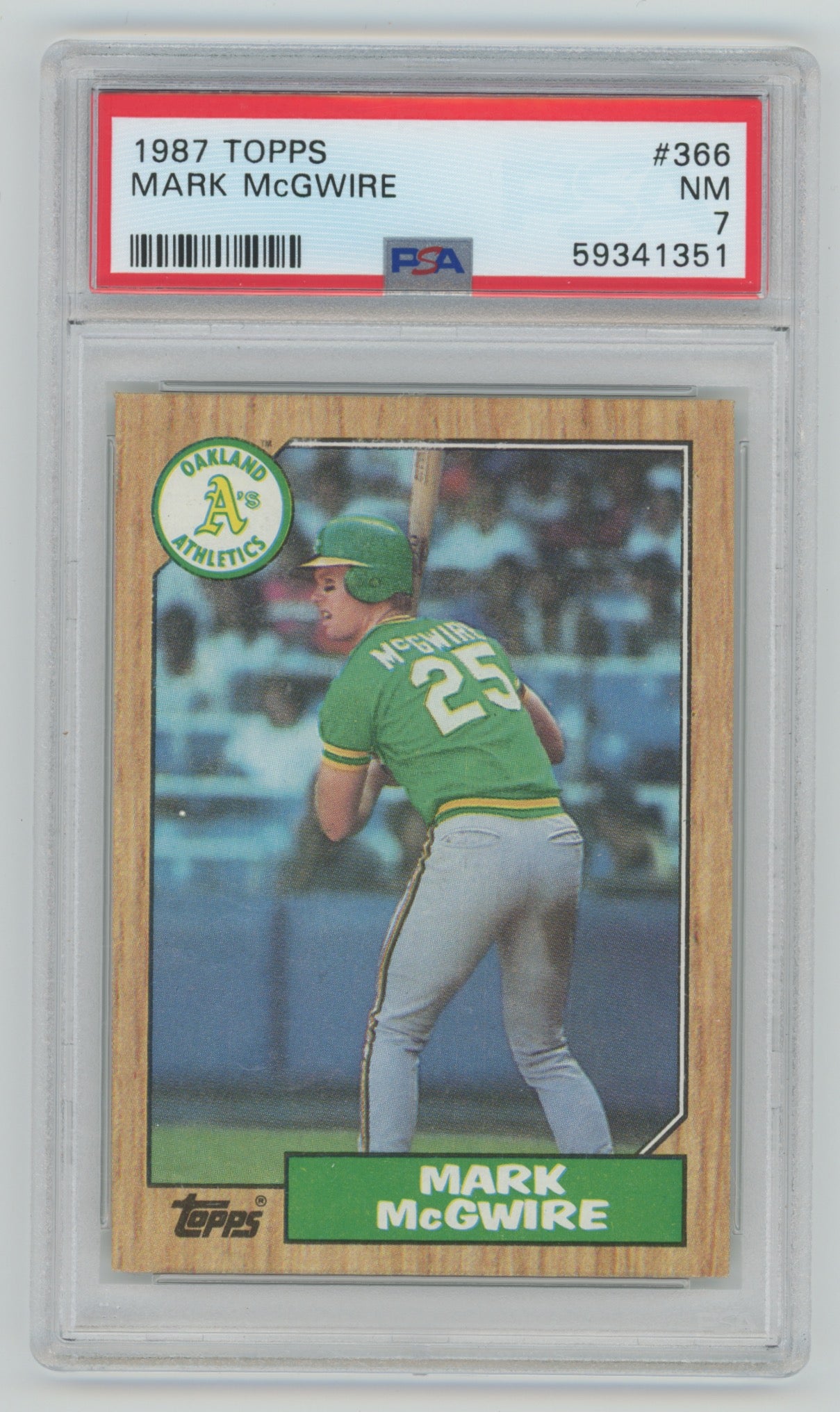 1987 Topps #366 Mark McGwire PSA 7