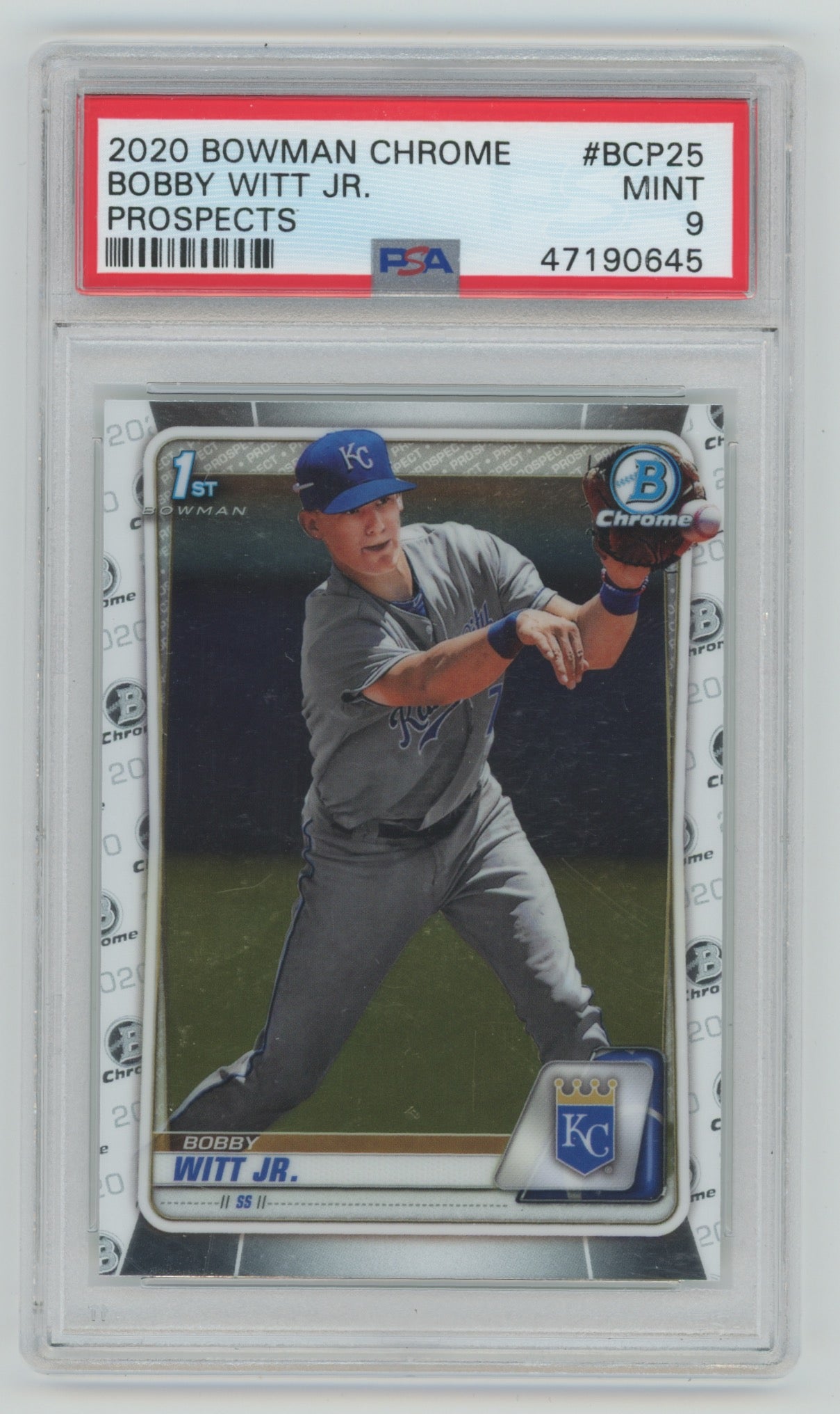 2020 Bowman Chrome Prospects #BCP25 Bobby Witt Jr. PSA 9