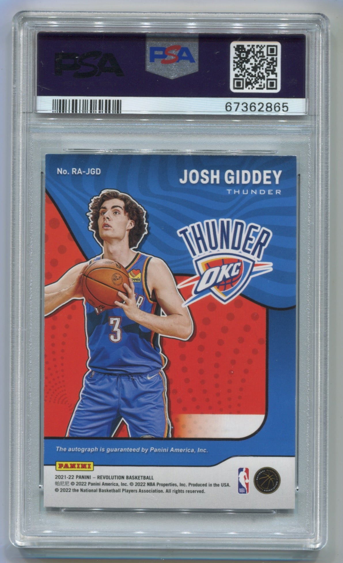 2021-22 Revolution Rookie Autographs #RA-JGD Josh Giddey PSA 10 (Rookie)