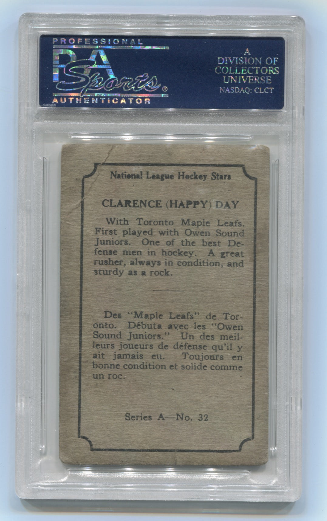 1933-34 O-Pee-Chee V304A #32 Clarence "Hap" Day PSA 1.5 | Eastridge Sports Cards