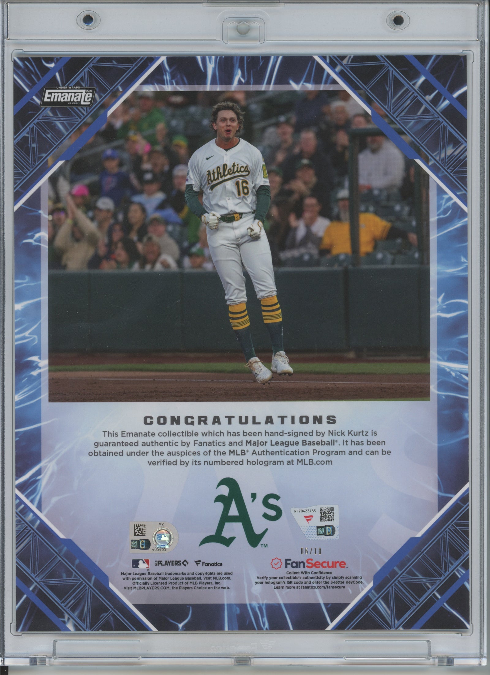 2025 Fanatics Under Wraps Emanate Blue Nick Kurtz #06/10 Autographed Photo (Rookie)