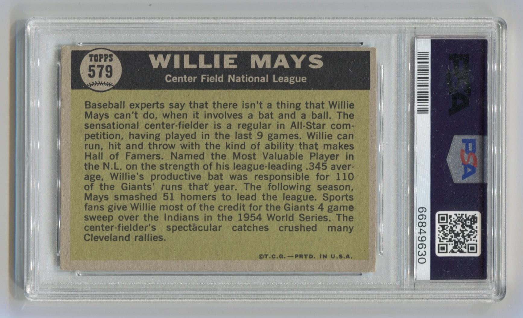1961 Topps #579 Willie Mays PSA 4 | Eastridge Sports Cards