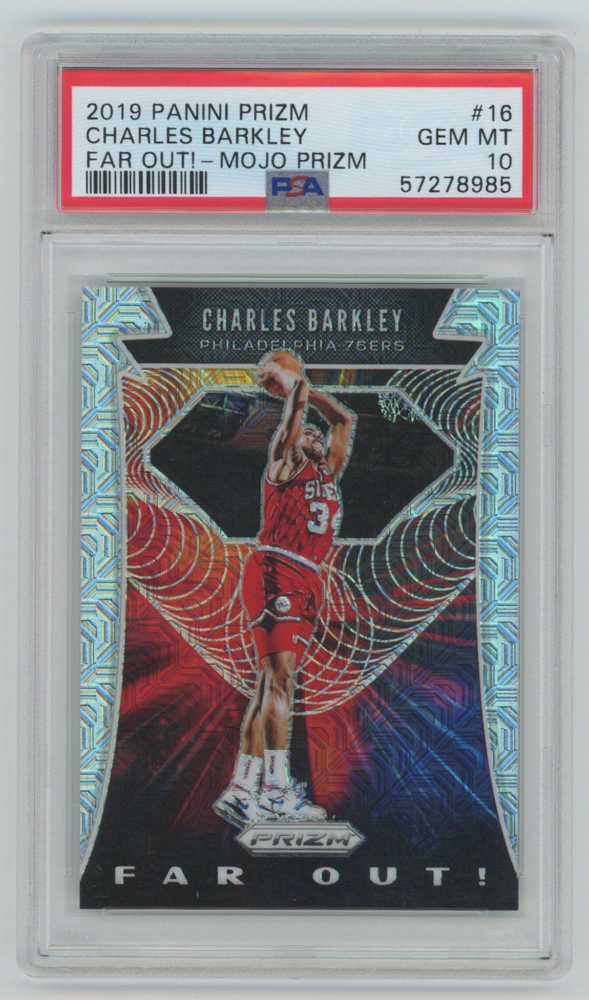 2019-20 Panini Prizm Far Out! Mojo Prizm #16 Charles Barkley #02/25 PSA 10
