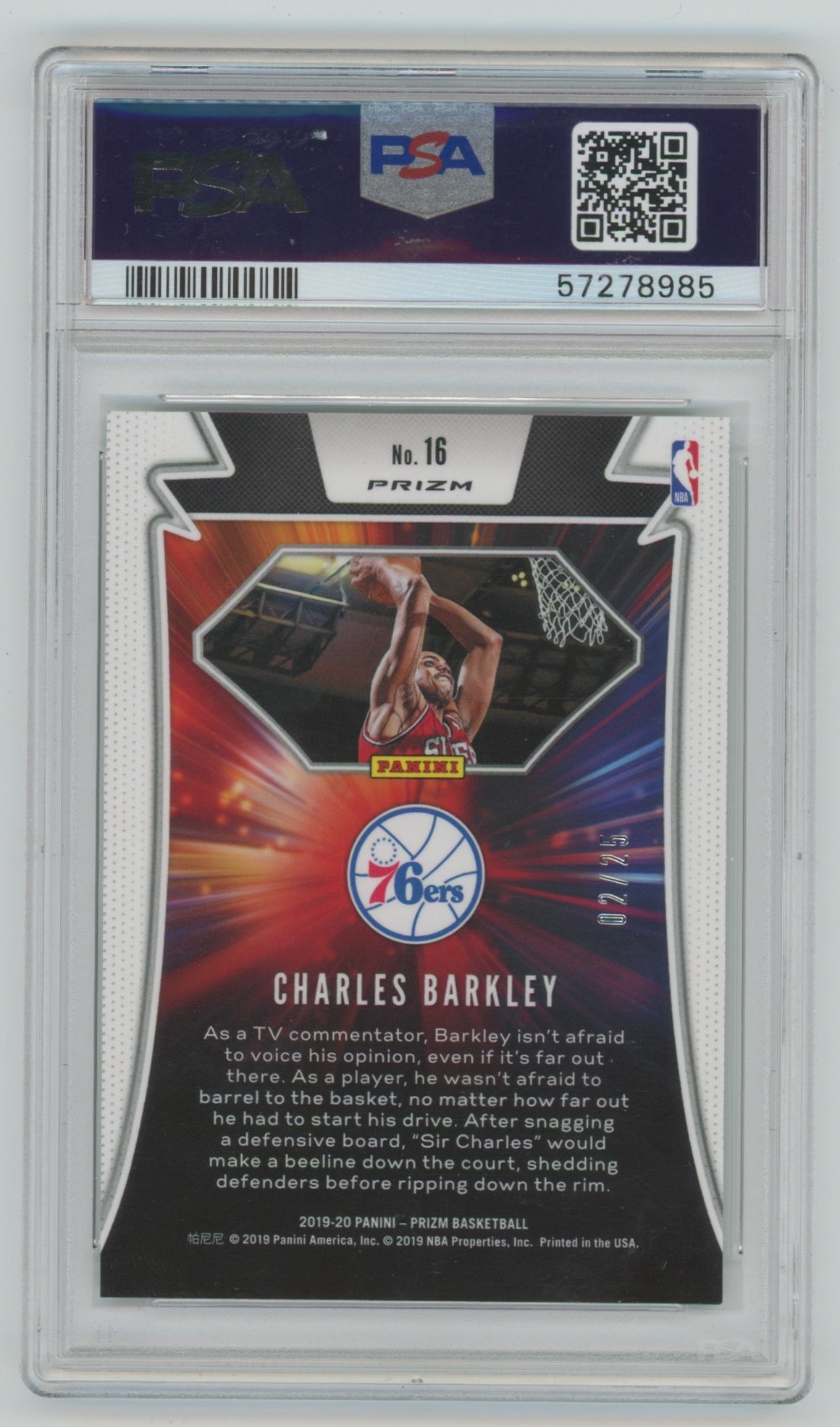 2019-20 Panini Prizm Far Out! Mojo Prizm #16 Charles Barkley #02/25 PSA 10