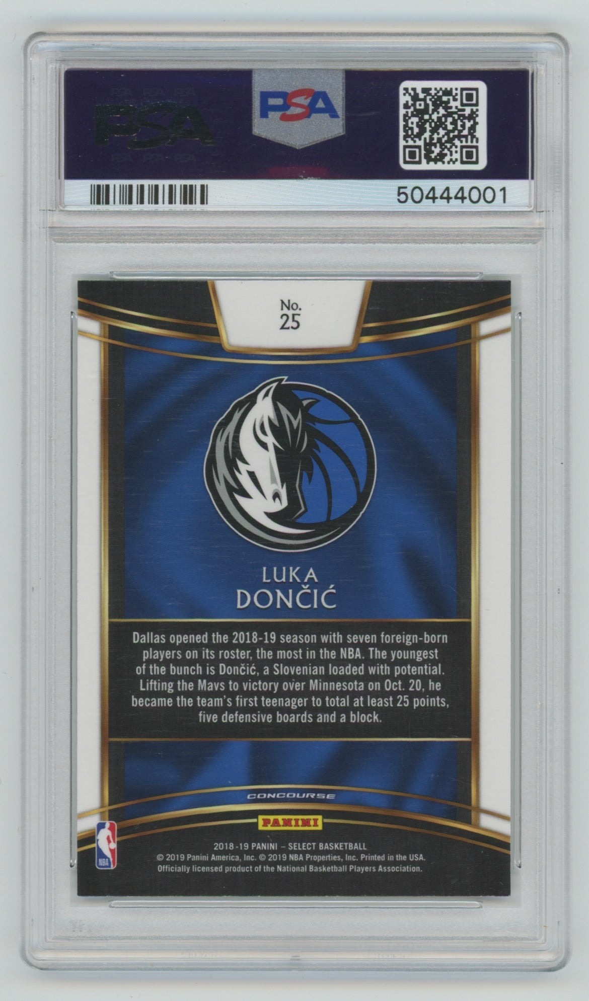 2018-19 Panini Select #25 Luka Doncic PSA 9 (Rookie)