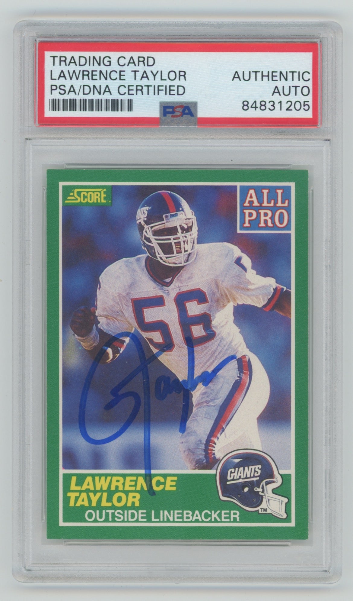 1989 Score Signed Trading Card #295 Lawrence Taylor PSA/DNA Authentic Auto