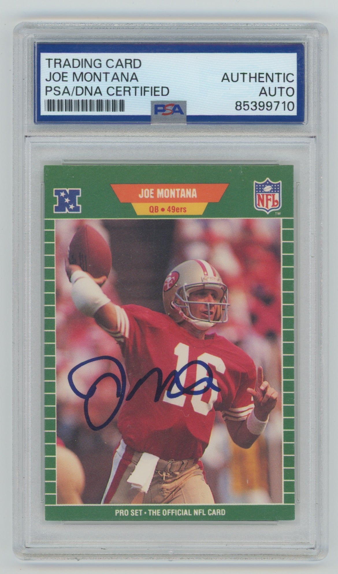 1989 Pro Set Signed Trading Card #381 Joe Montana PSA/DNA Authentic Auto