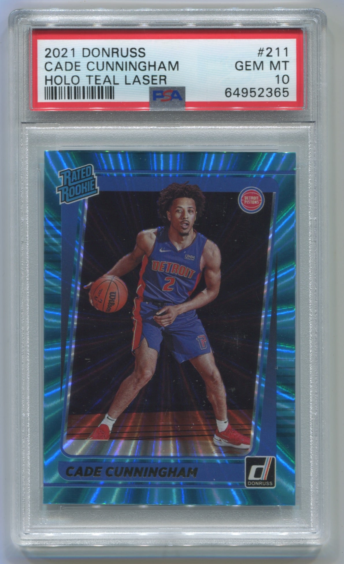 2021-22 Donruss Teal Laser Holo #211 Cade Cunningham PSA 10 (Rookie)