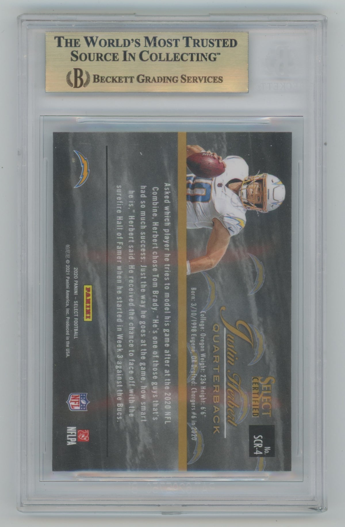 2020 Select Select Certified Rookies #4 Justin Herbert BGS 9.5 (Rookie)