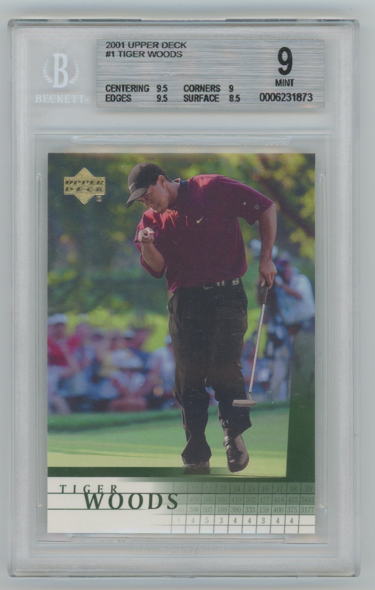 2001 Upper Deck #1 Tiger Woods BGS 9 (Rookie)
