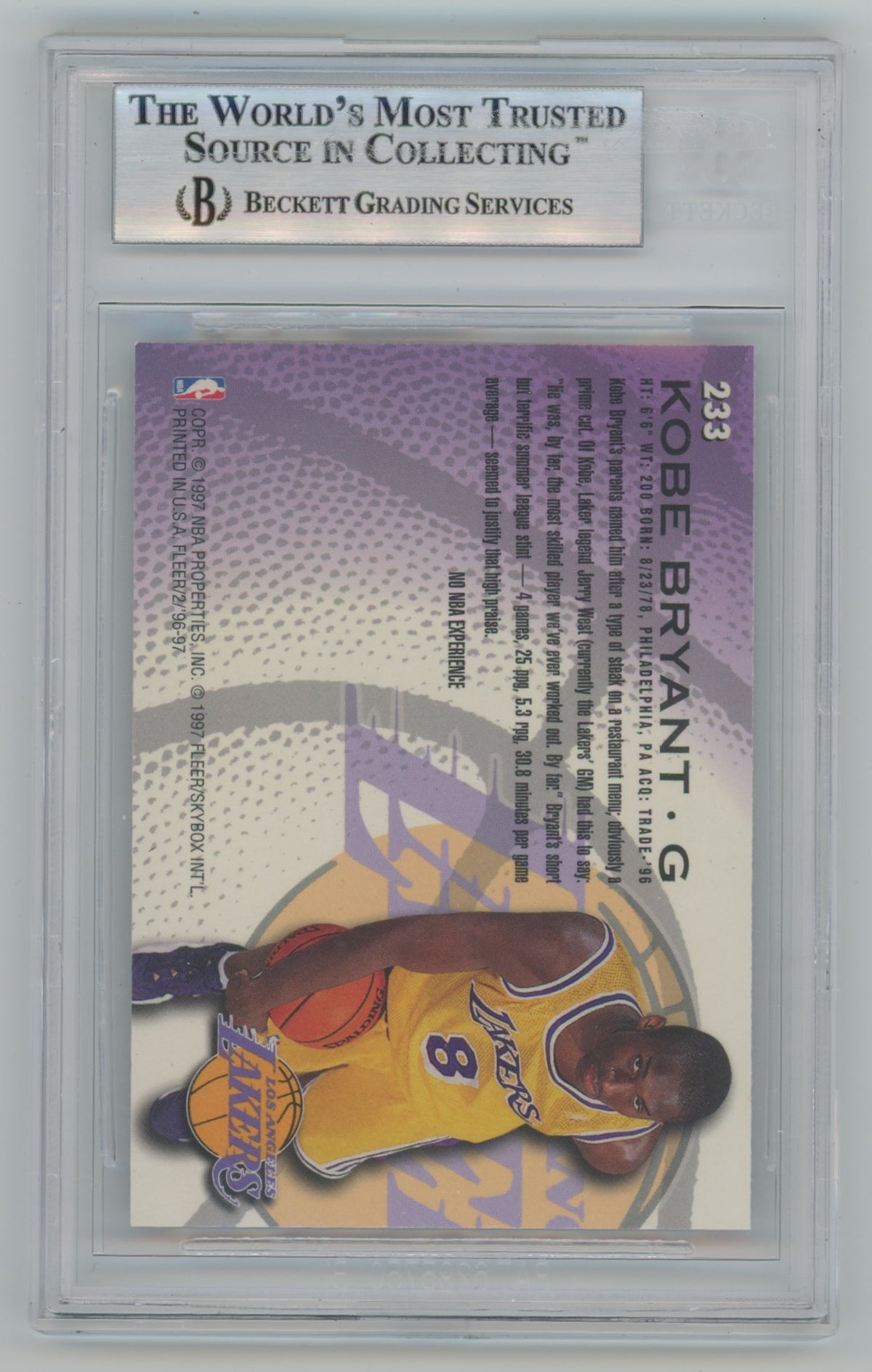 1996-97 Fleer European #233 Kobe Bryant BGS 8.5 (Rookie)