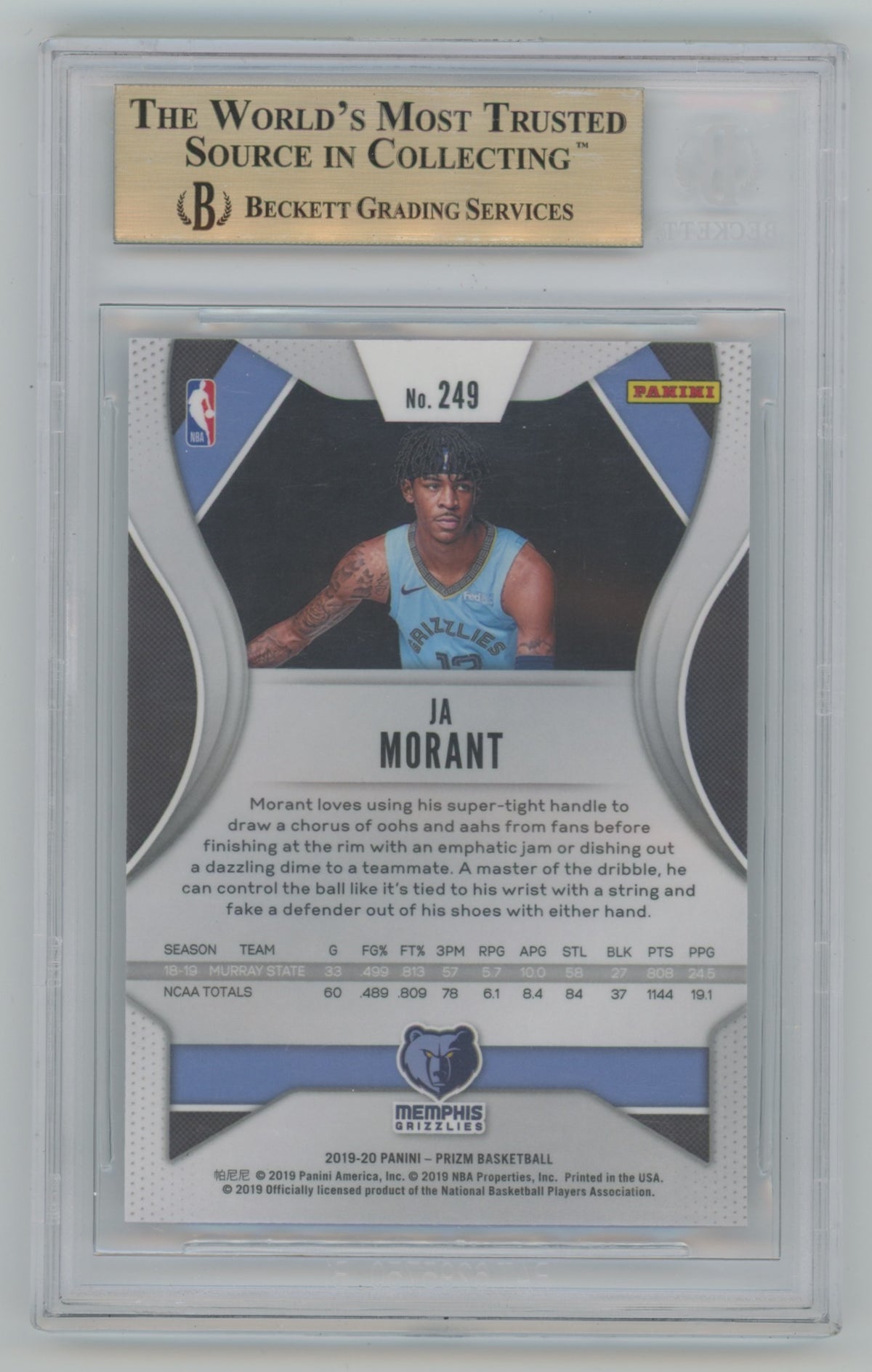 2019-20 Panini Prizm #249 Ja Morant BGS 9.5 (Rookie)